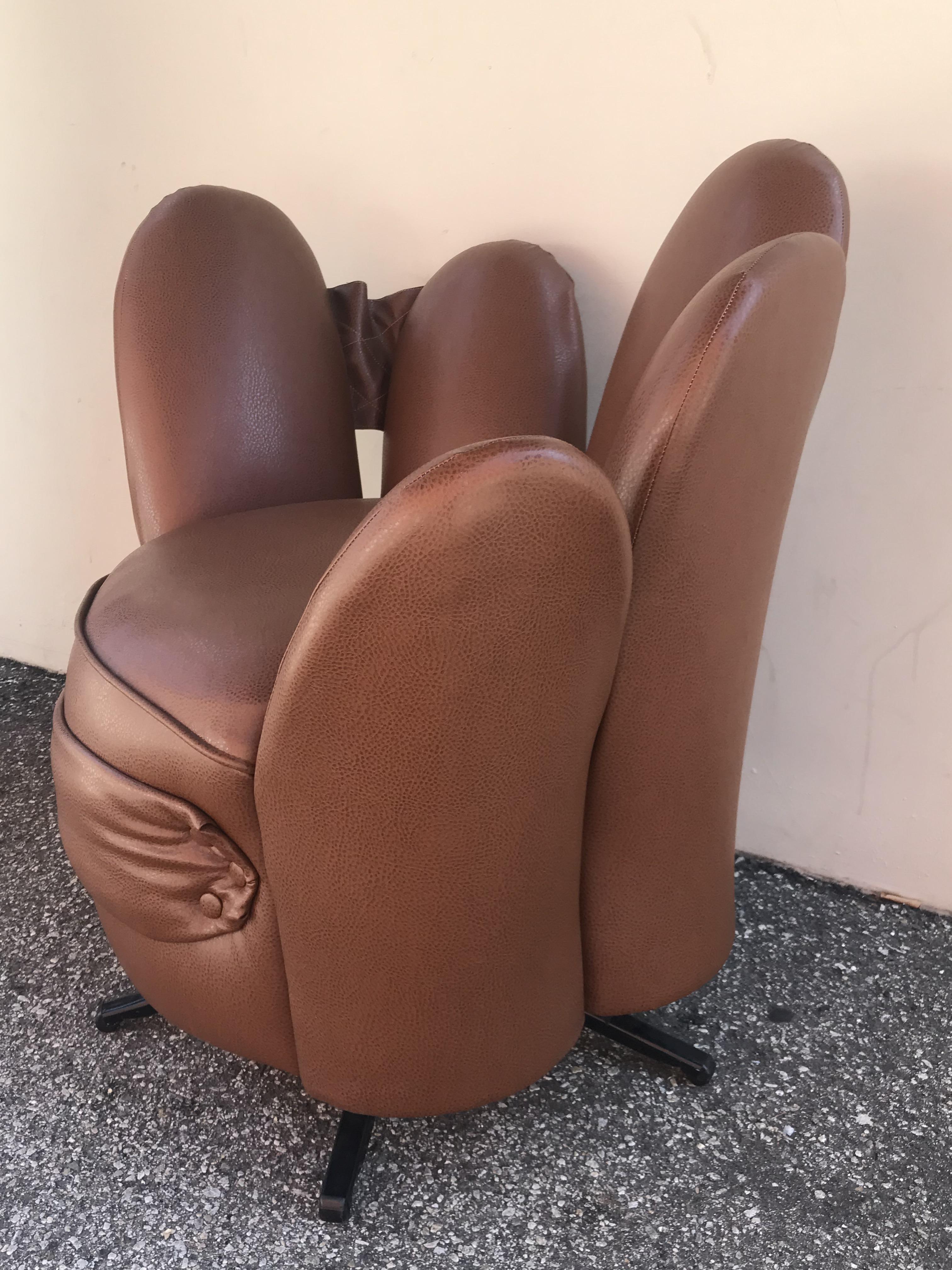American Brown Faux-Ostrich Swivel Hand Chair