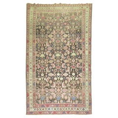 Antique Brown Field Lavender Accent 20th Century Karabagh Rug