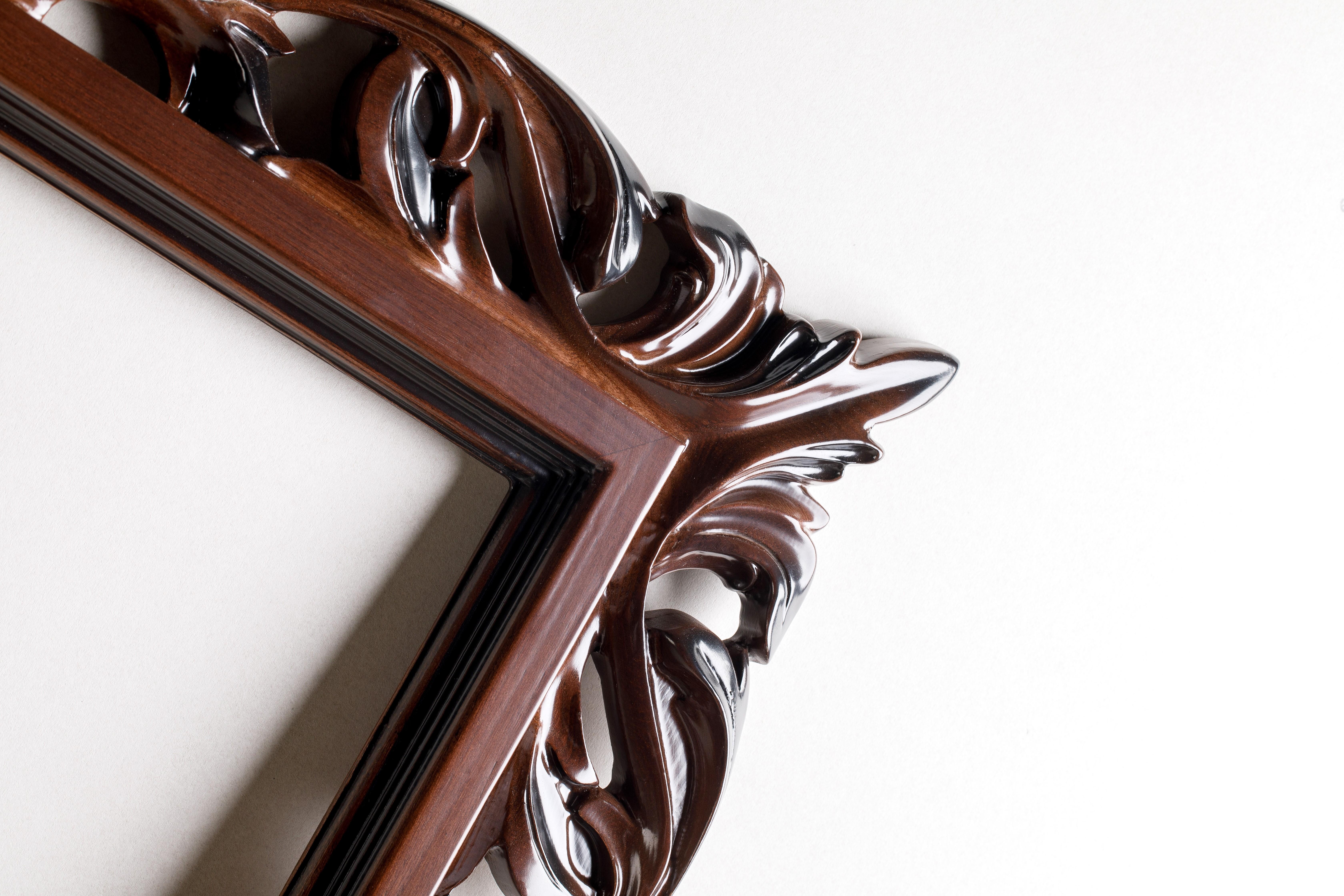 Moldovan Brown Finish Cherry Accent Mirror For Sale