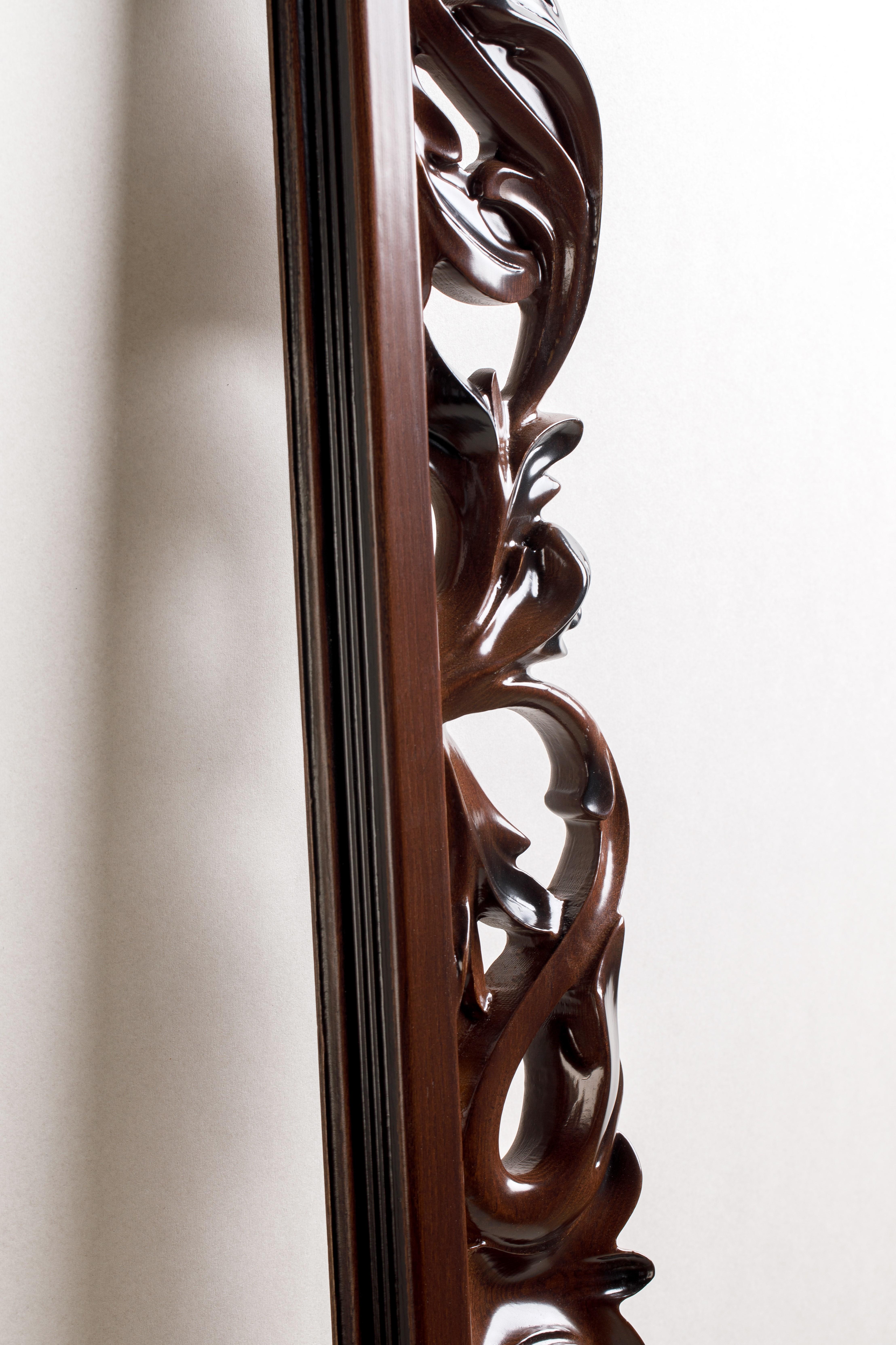 Contemporary Brown Finish Cherry Accent Mirror For Sale