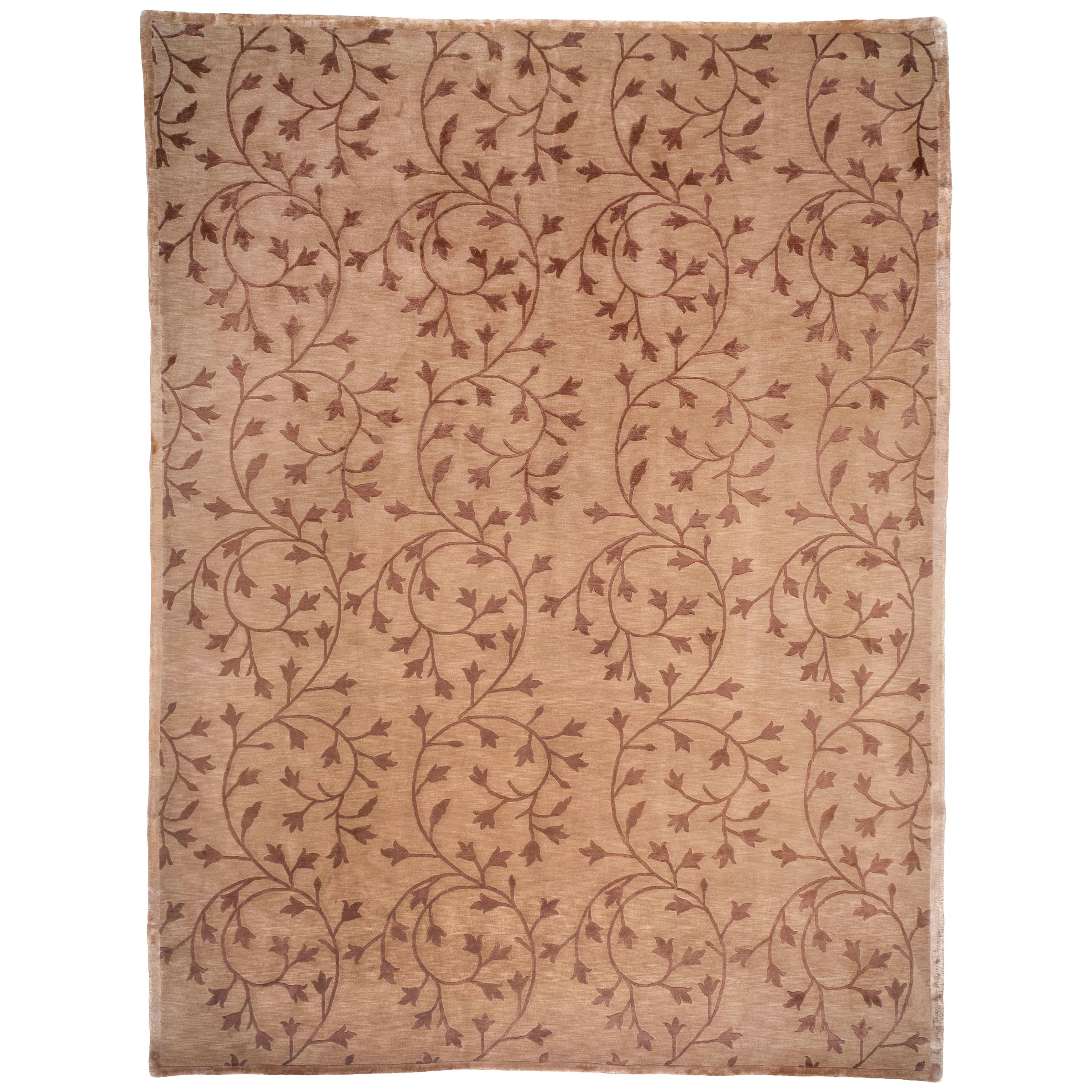 Brown Floral Tracery Area Rug For Sale