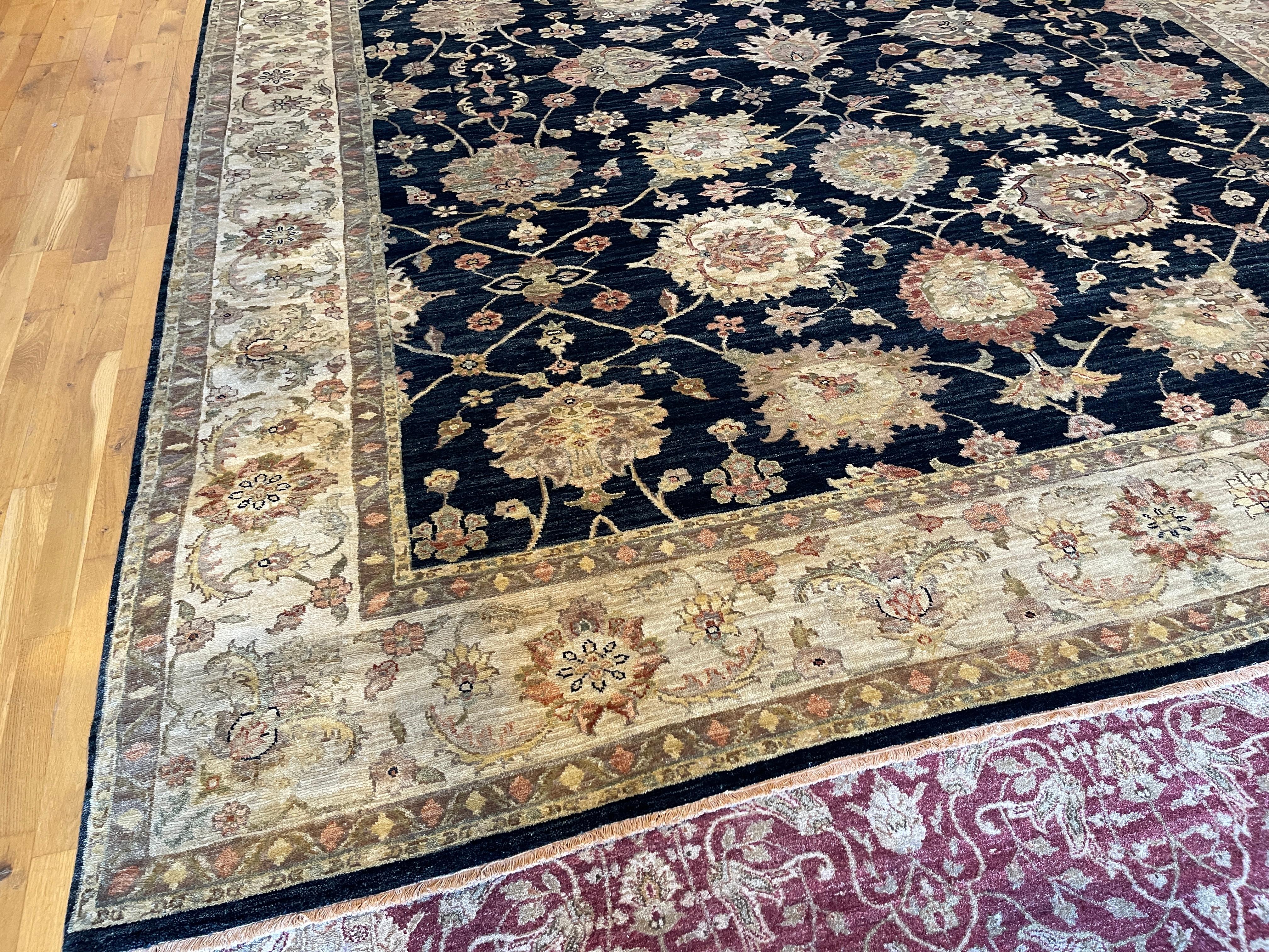 Hand-Knotted Brown Floral Traditional Style Wool Area Rug For Sale