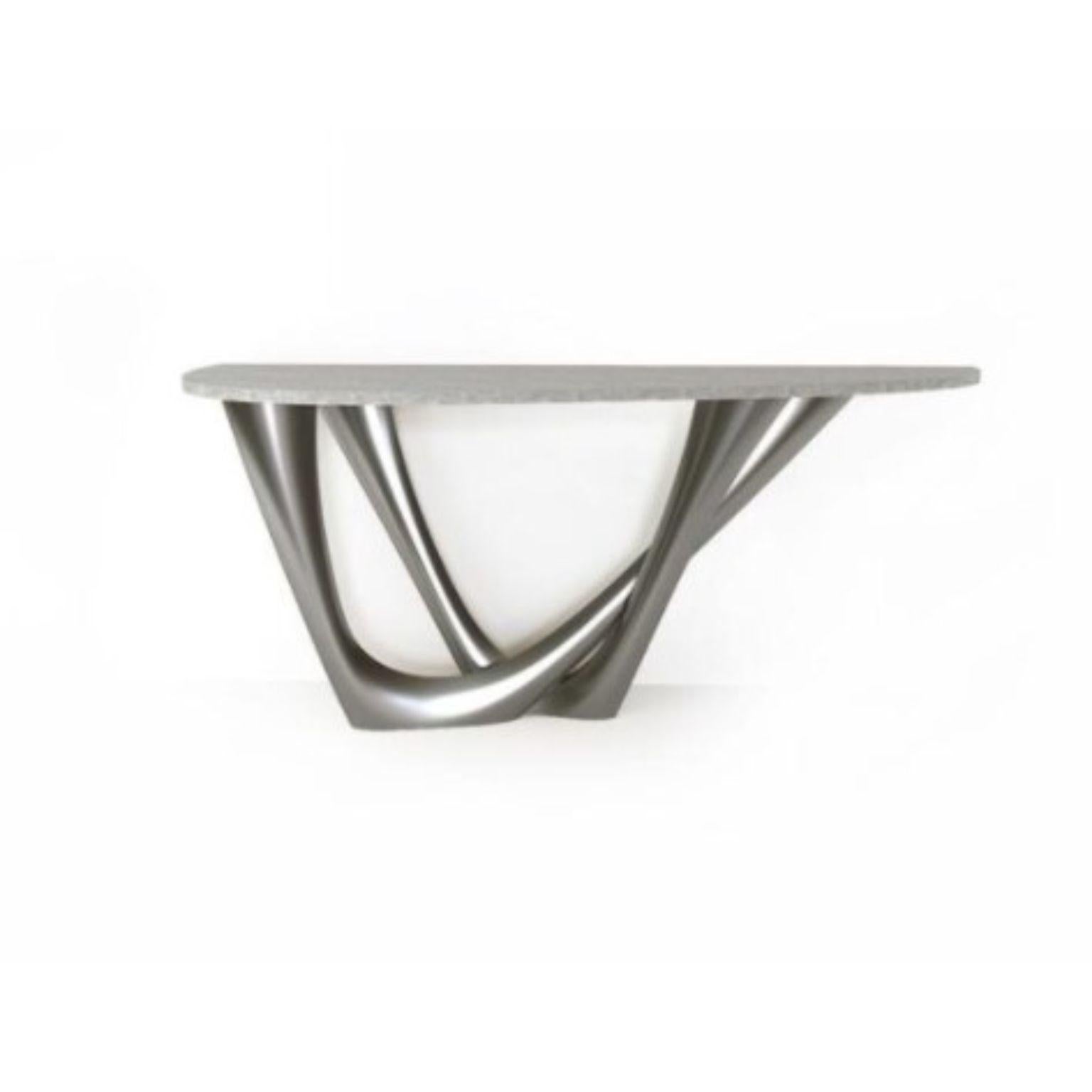 Organic Modern Brown G-Console Duo Concrete Top and Steel Base by Zieta For Sale
