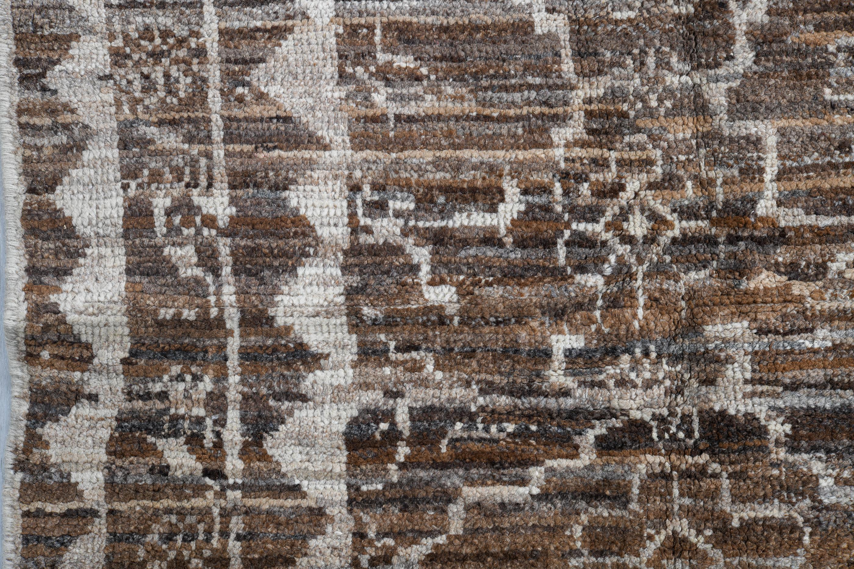 Tulu à motif géométrique Brown Excellent état - En vente à New York, NY