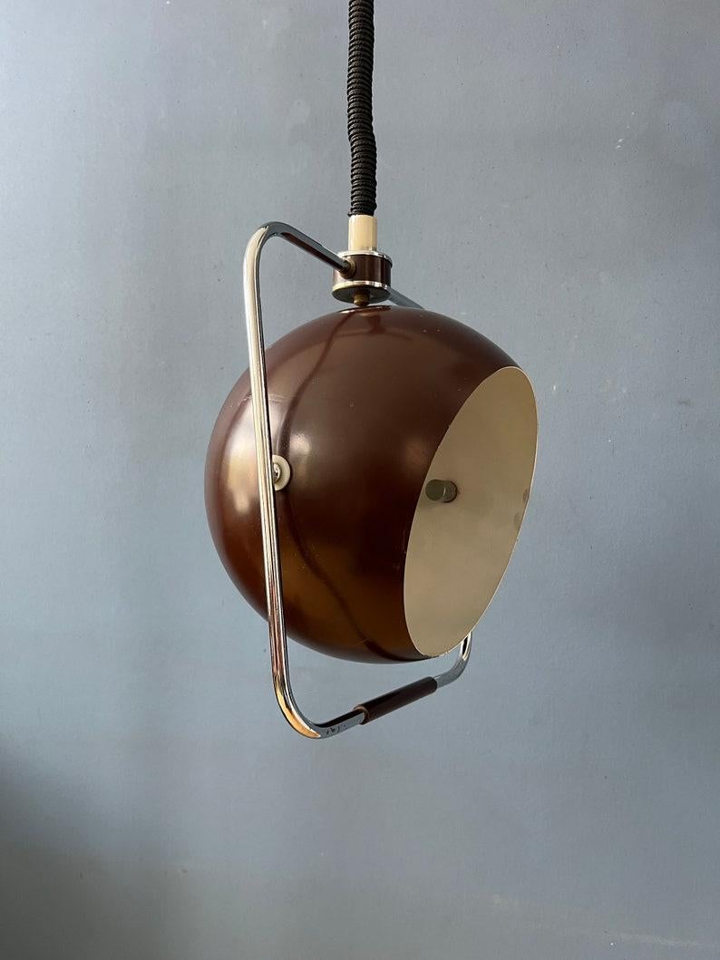 Lampada a sospensione a bulbo oculare marrone Gepo, metà secolo, anni '70 In condizioni buone in vendita a ROTTERDAM, ZH