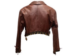 Brown Gianfranco Ferre Charm-Embellished Leather Jacket