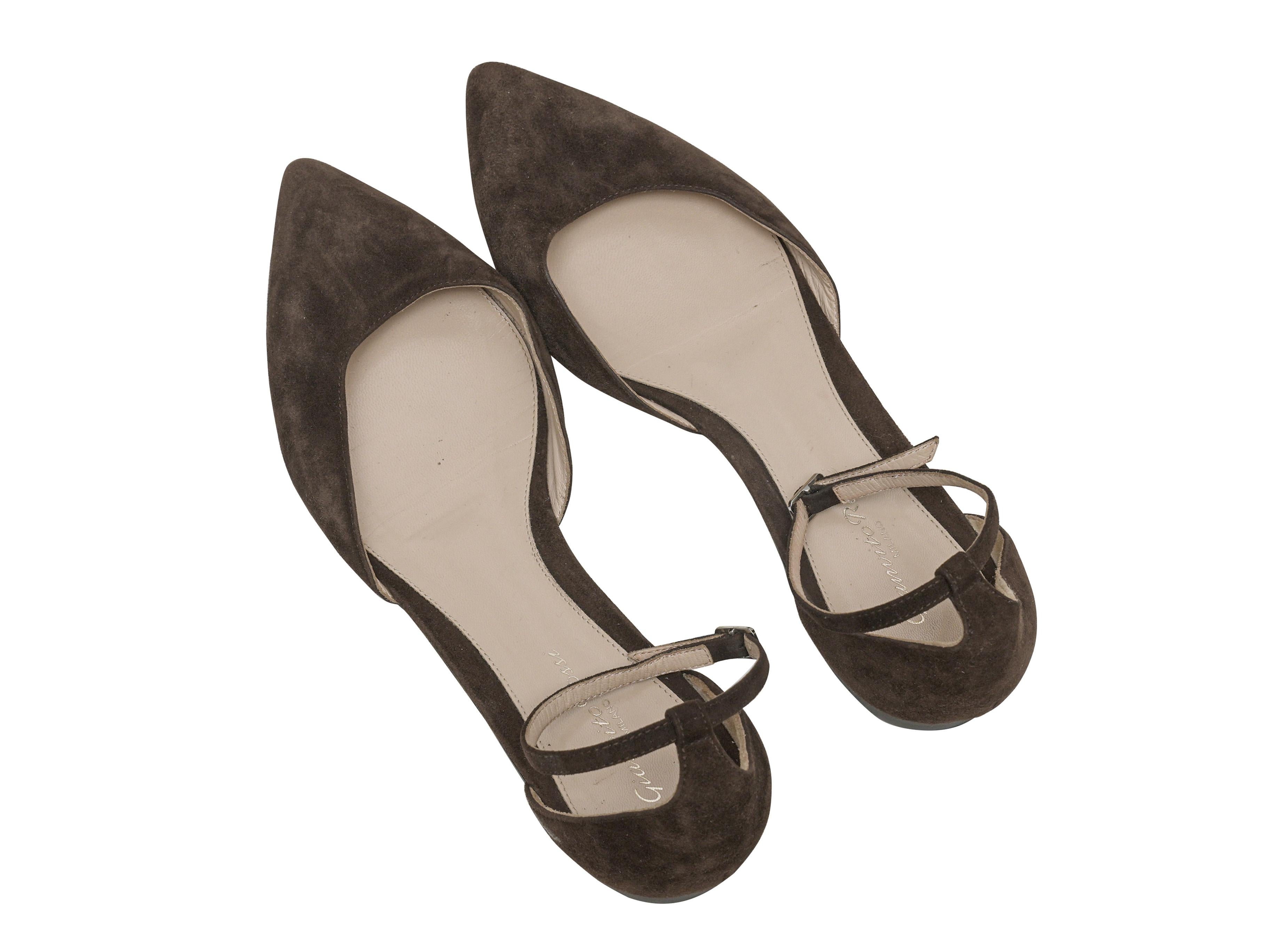 Bailarinas con correa en el tobillo y puntera Gianvito Rossi marrón talla 38 Negro en venta