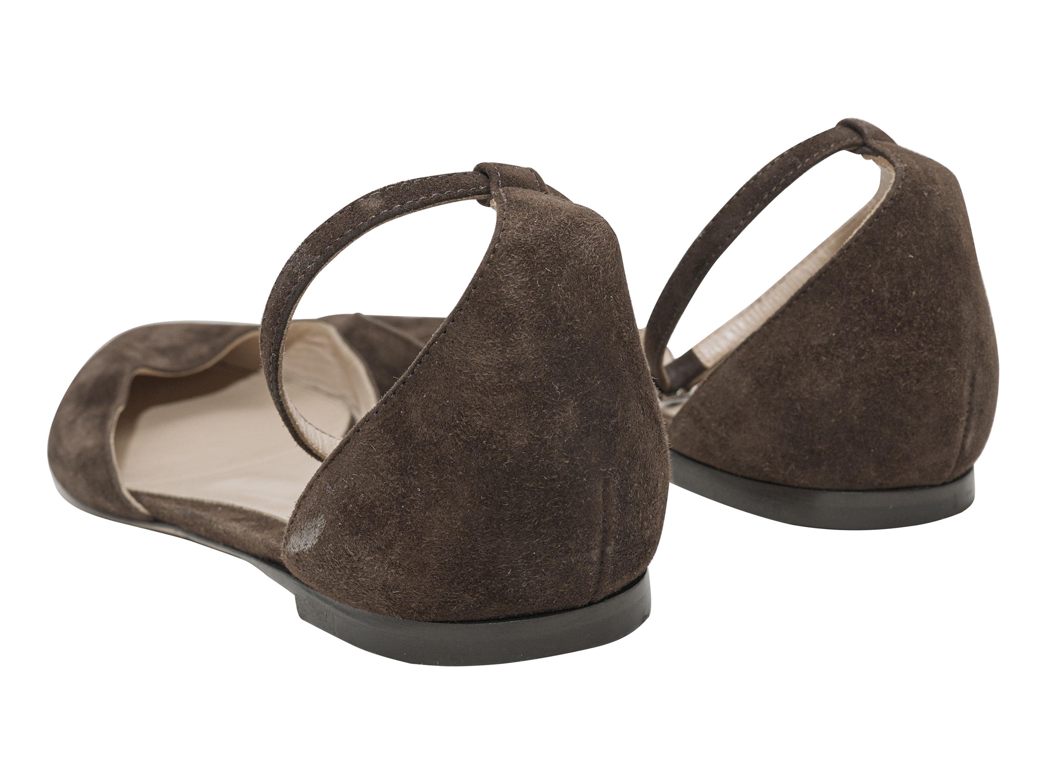 Bailarinas con correa en el tobillo y puntera Gianvito Rossi marrón talla 38 en Bueno estado para la venta en New York, NY