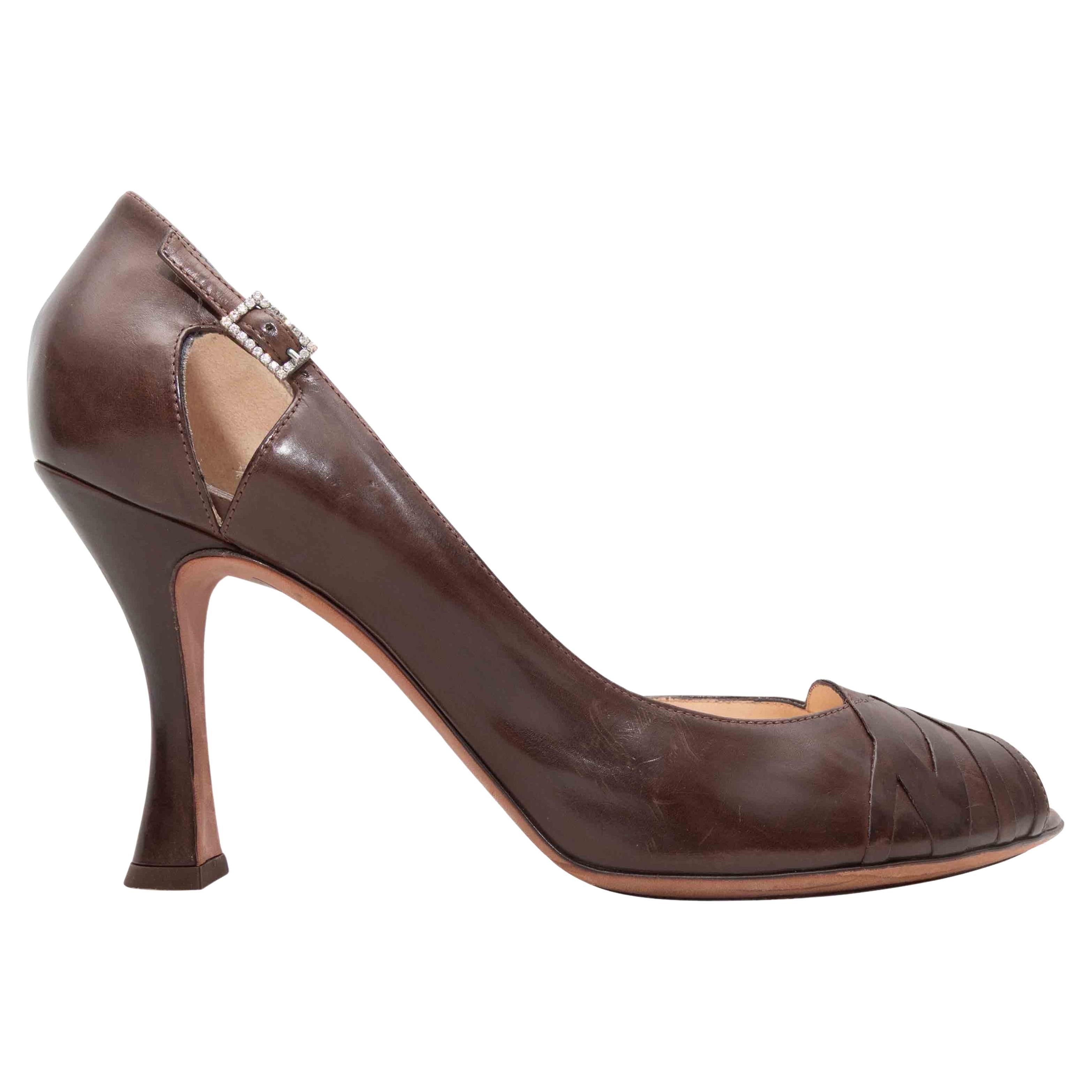 Braun Giorgio Armani Peep-Toe Cutout Pumps Größe 40.5