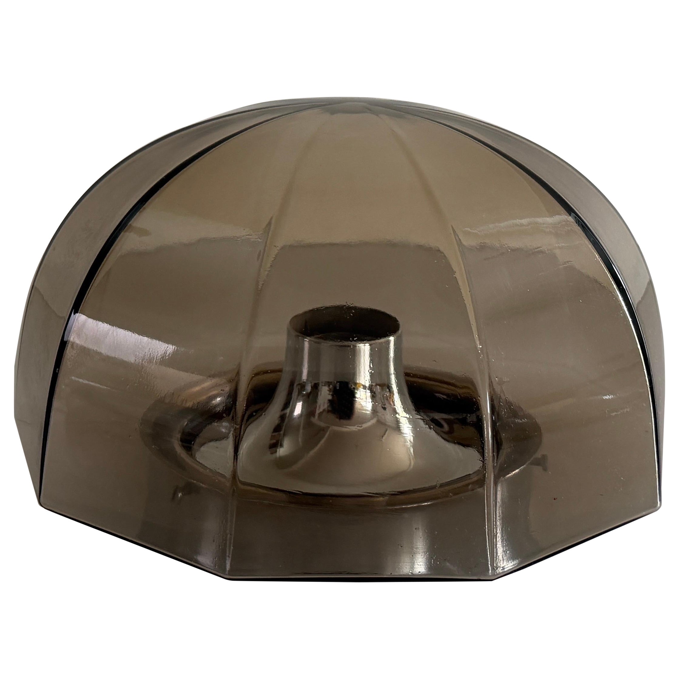 Brown Glass and Metal Base Flush Mount by N Leuchten, 1960s, Germany For Sale