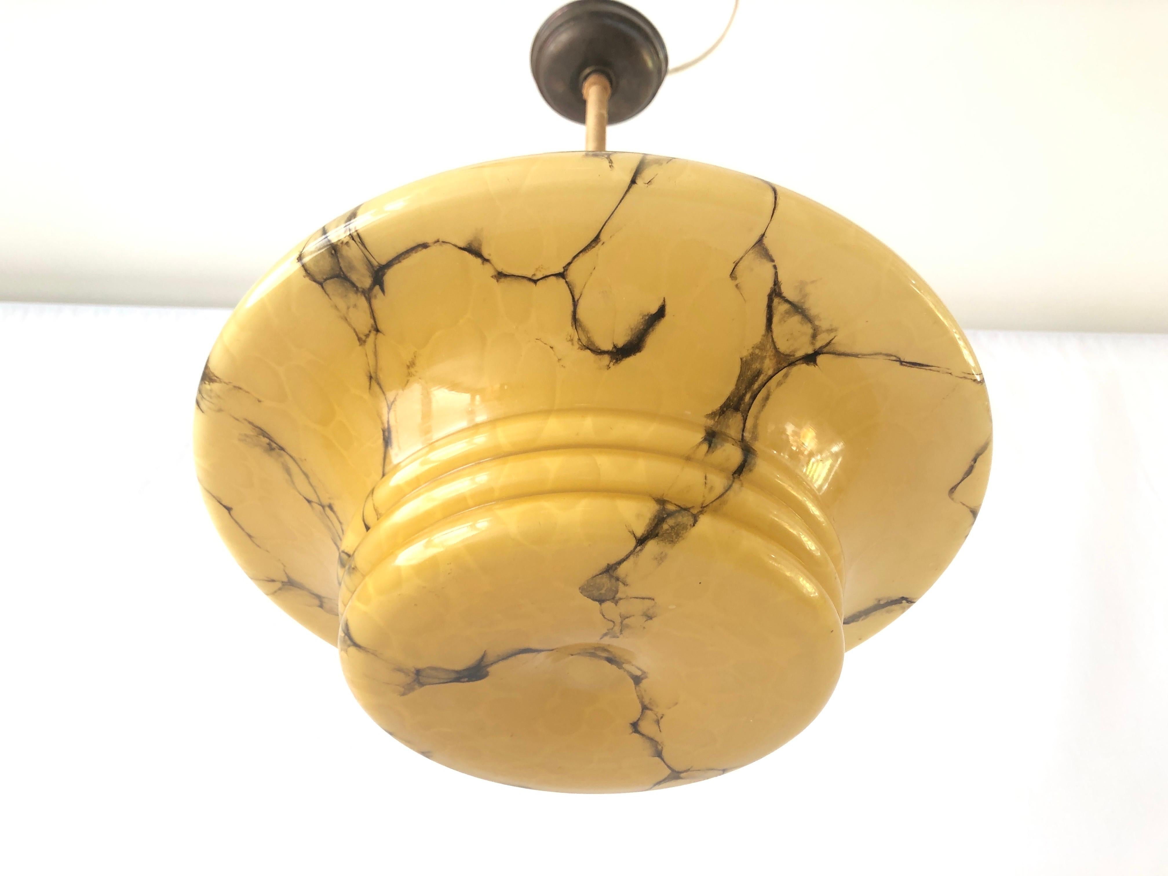 Brown Glass Art Deco Style Ceiling Lamp, 1950s, Germany For Sale 3