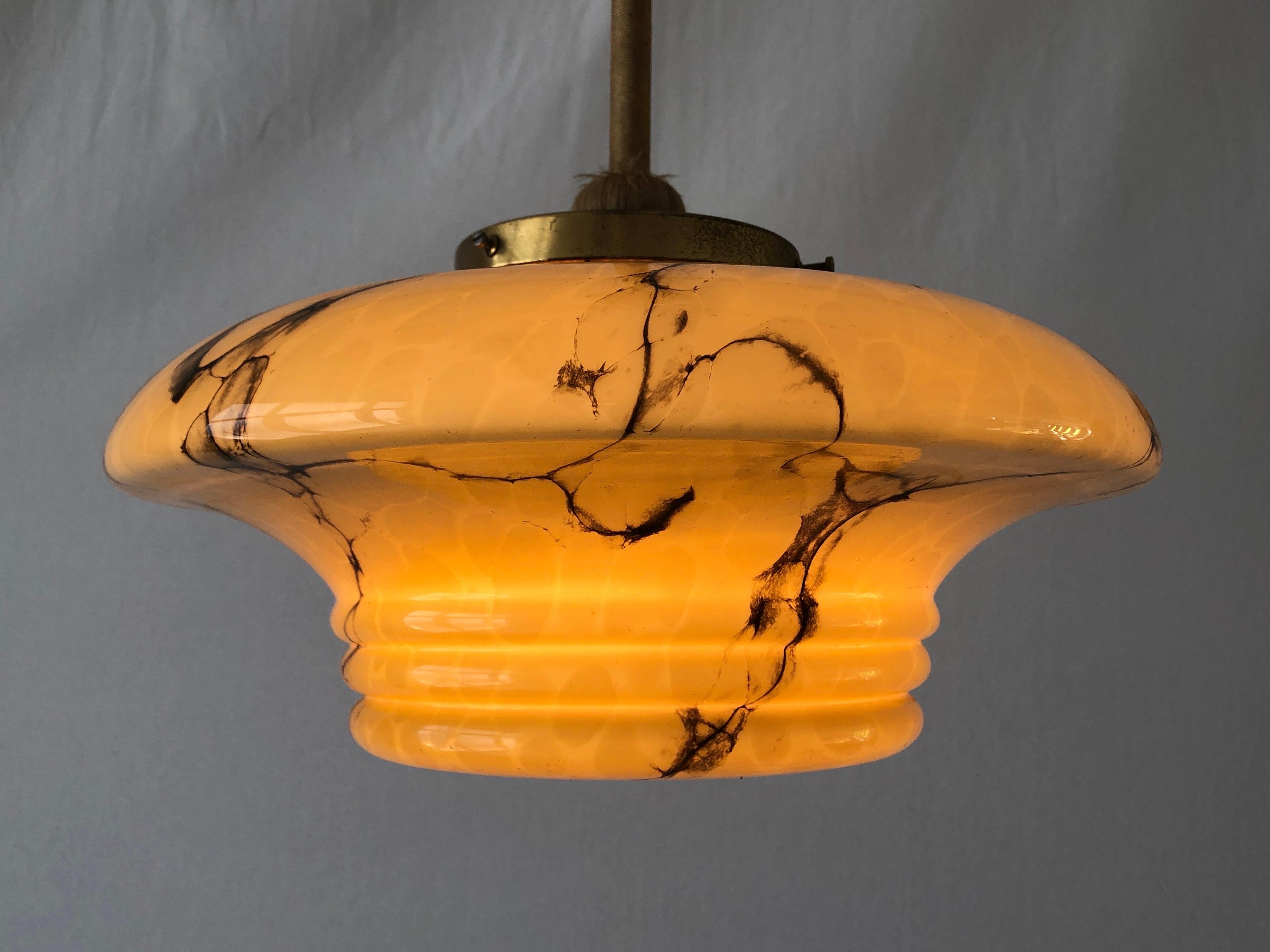 Deckenlampe aus braunem Glas im Art Deco Stil, 1950er Jahre, Deutschland im Angebot 6
