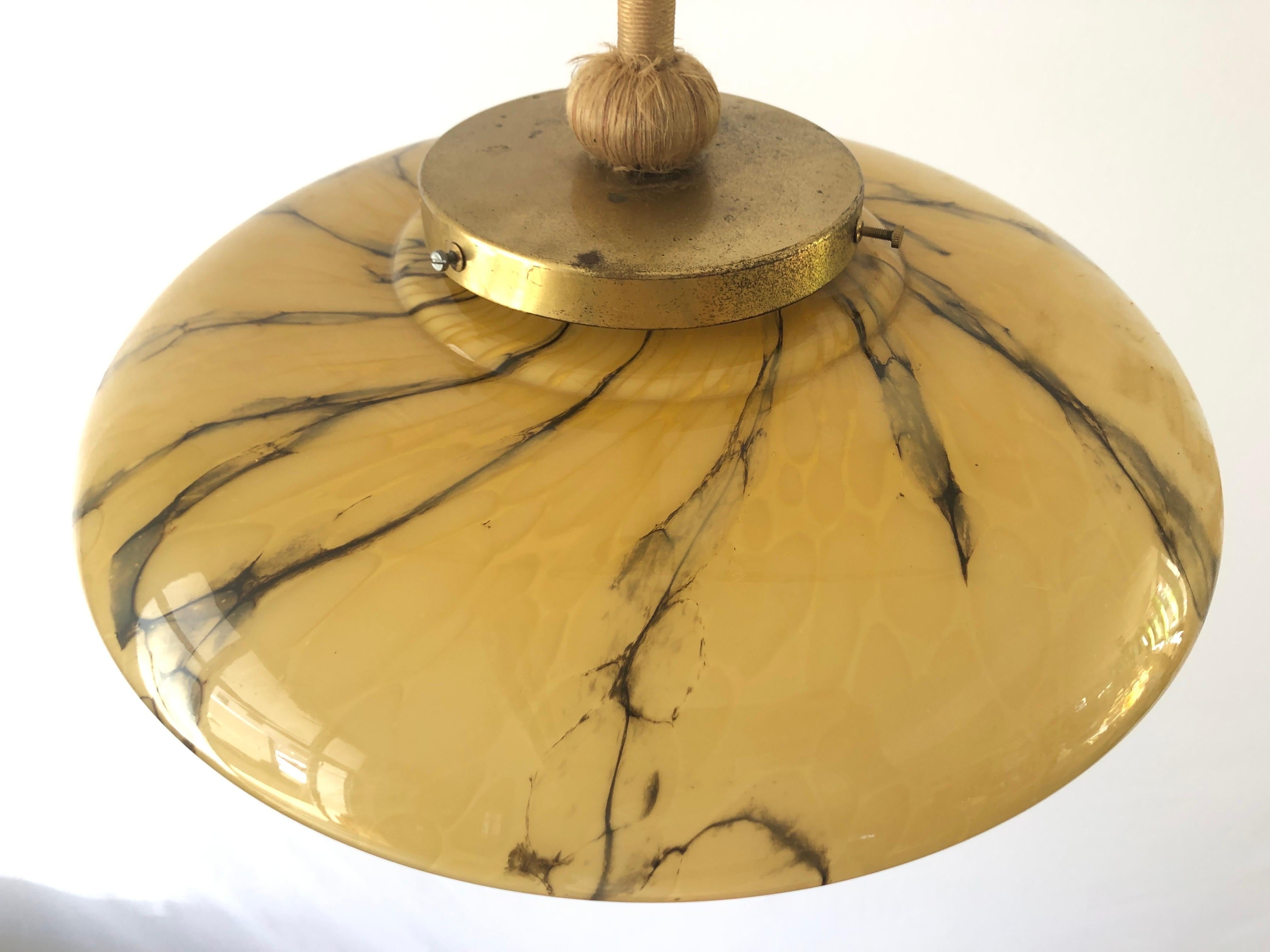 Brown Glass Art Deco Style Ceiling Lamp, 1950s, Germany In Excellent Condition For Sale In Hagenbach, DE