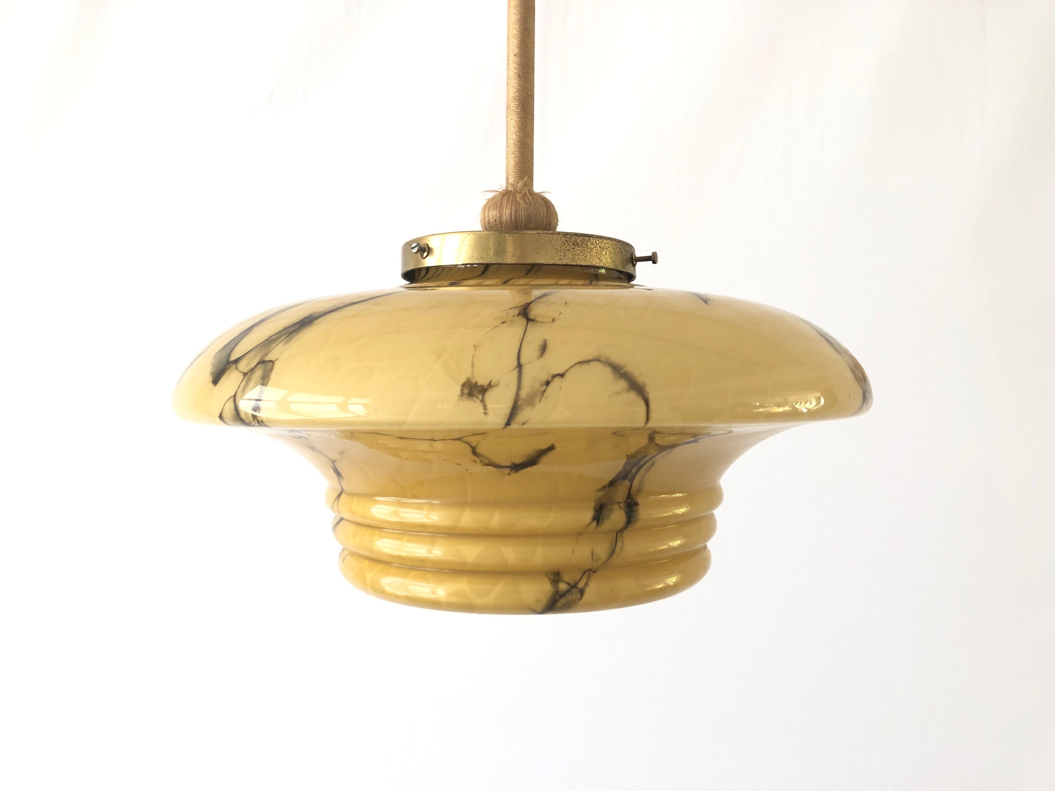 Mid-20th Century Brown Glass Art Deco Style Ceiling Lamp, 1950s, Germany For Sale