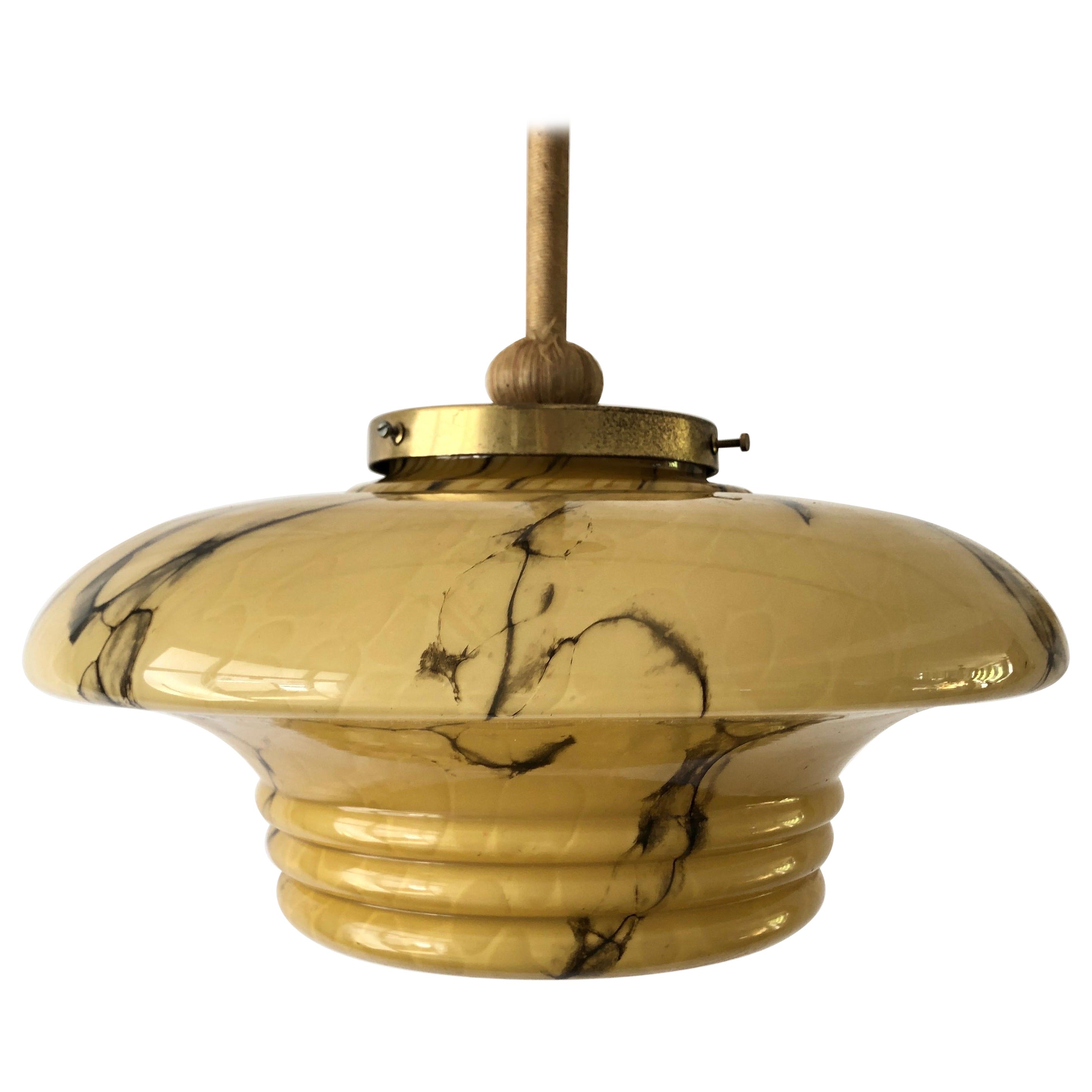 Lampada da soffitto in vetro marrone in stile Art Déco, anni '50, Germania