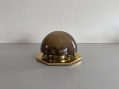 Brown Glass Octogonal Brass Base Flush Mount by Limburg, 1960s, Germany