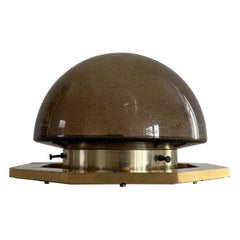Brown Glass Octogonal Brass Base Flush Mount by Limburg, 1960s, Germany