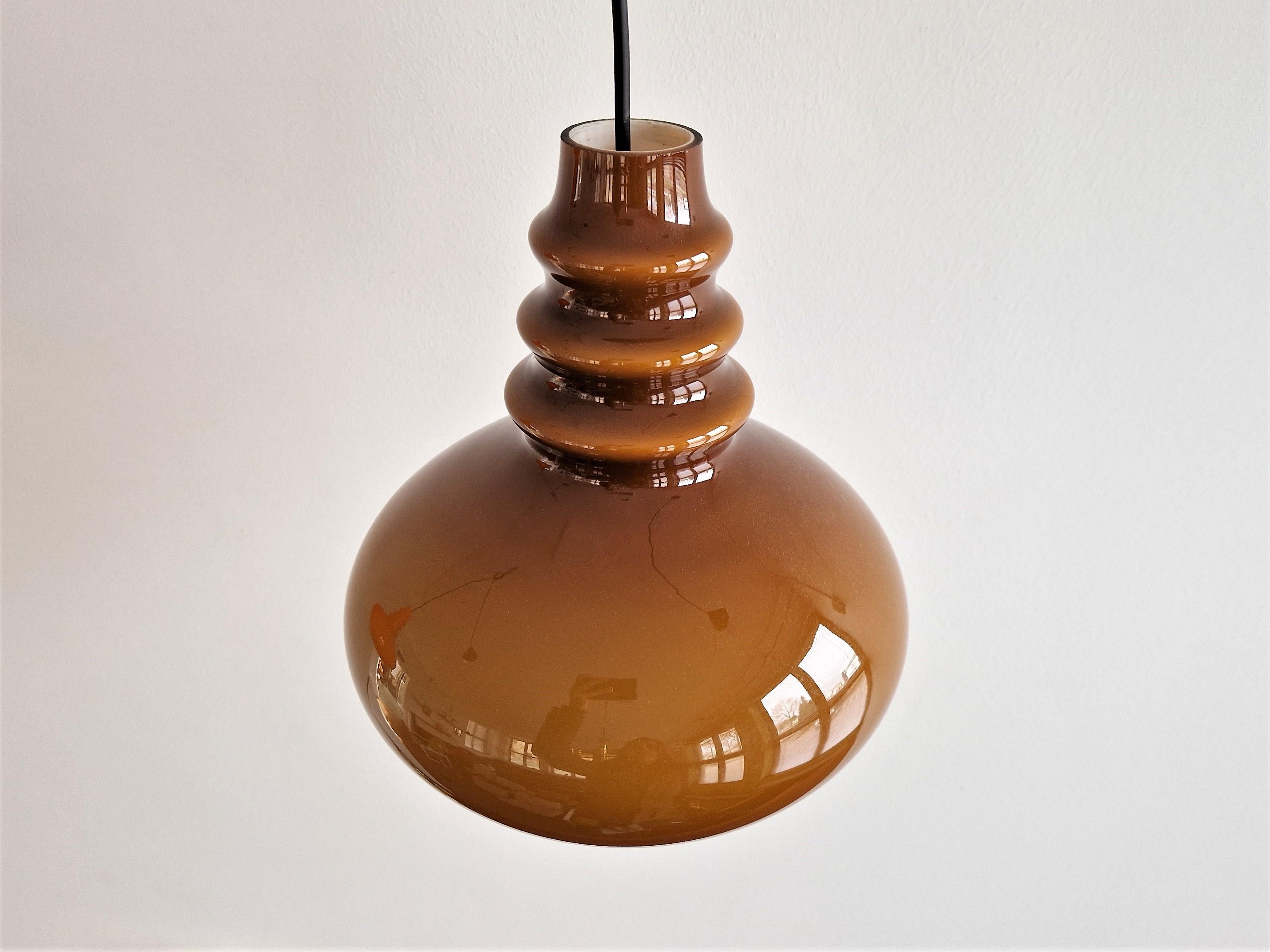 Mid-Century Modern Brown Glass Pendant Lamp by Peill & Putzler, Germany, 1960s-1970s