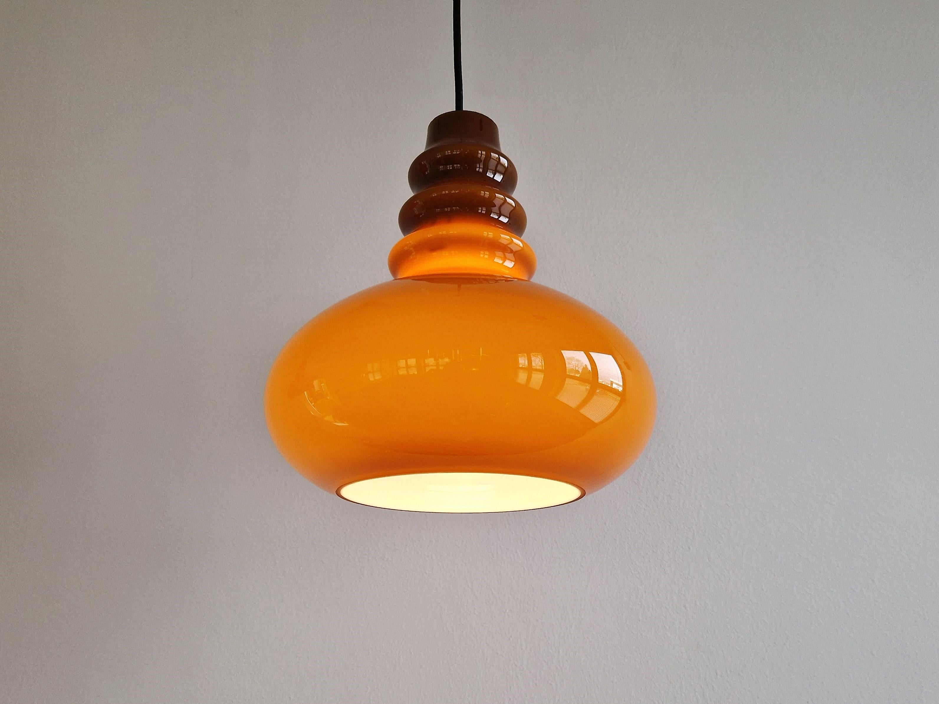 Brown Glass Pendant Lamp by Peill & Putzler, Germany, 1960s-1970s 2