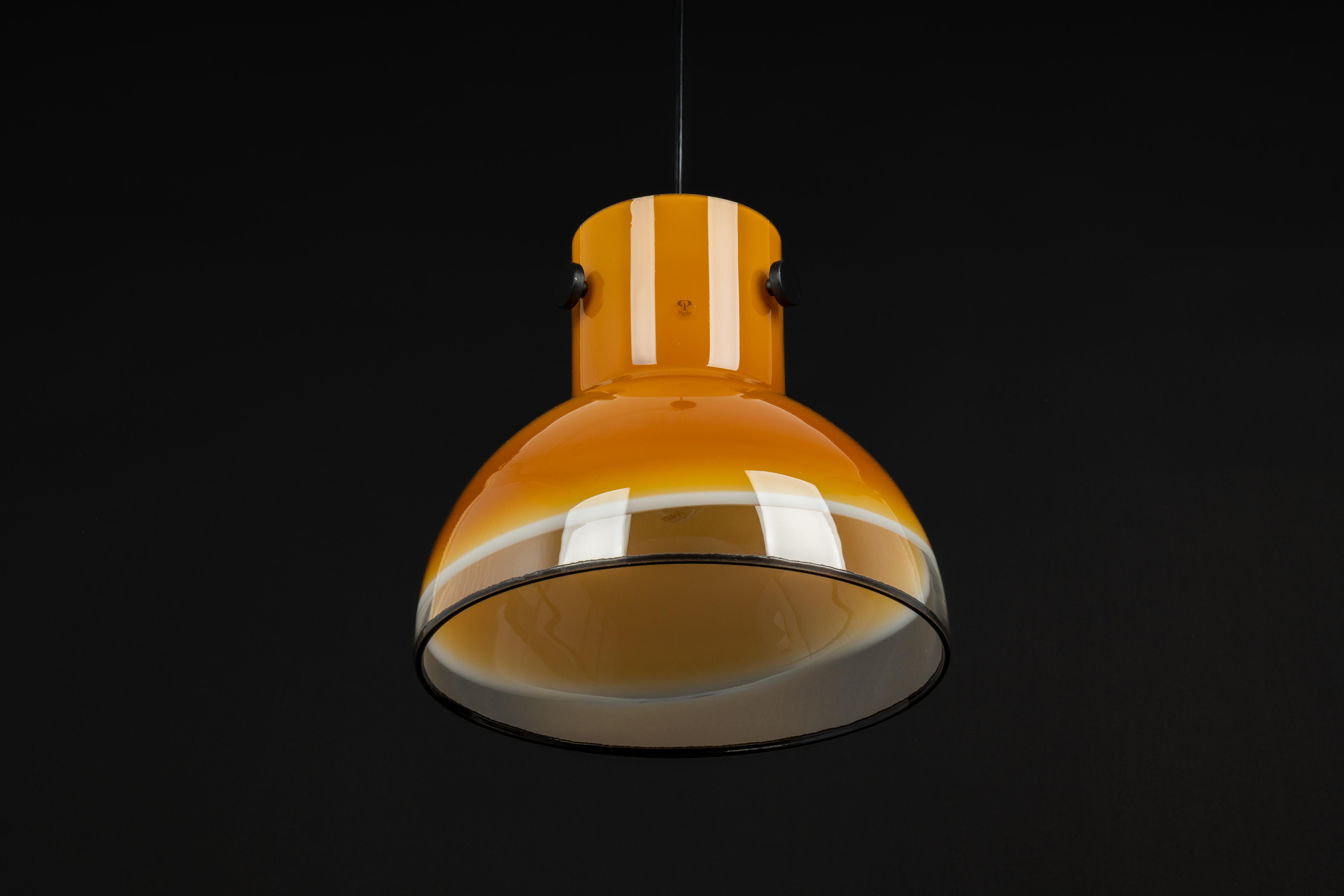 Brown Glass Pendant Light by Peill Putzler, Germany, 1970 For Sale 5