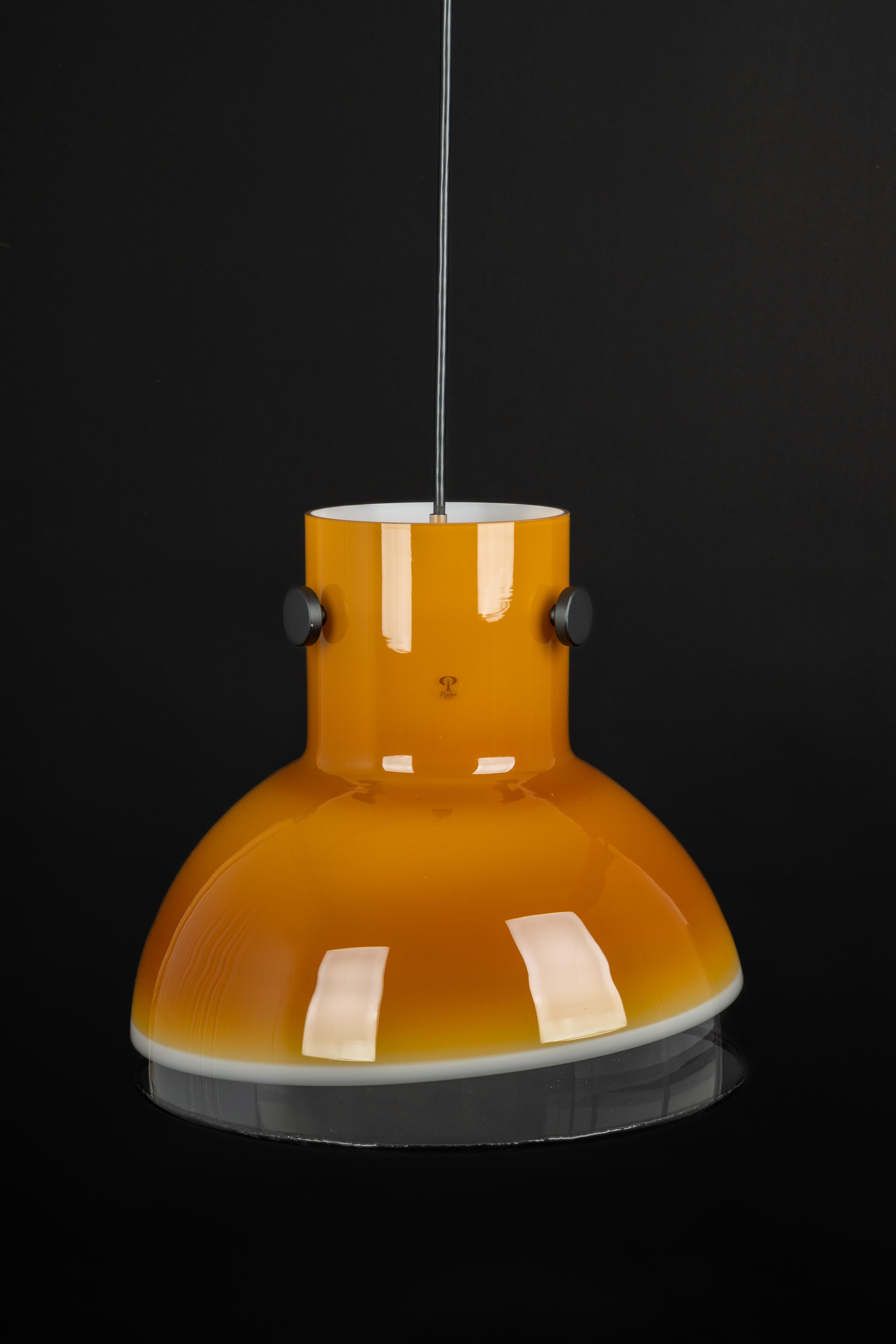 Brown Glass Pendant Light by Peill Putzler, Germany, 1970 For Sale 6