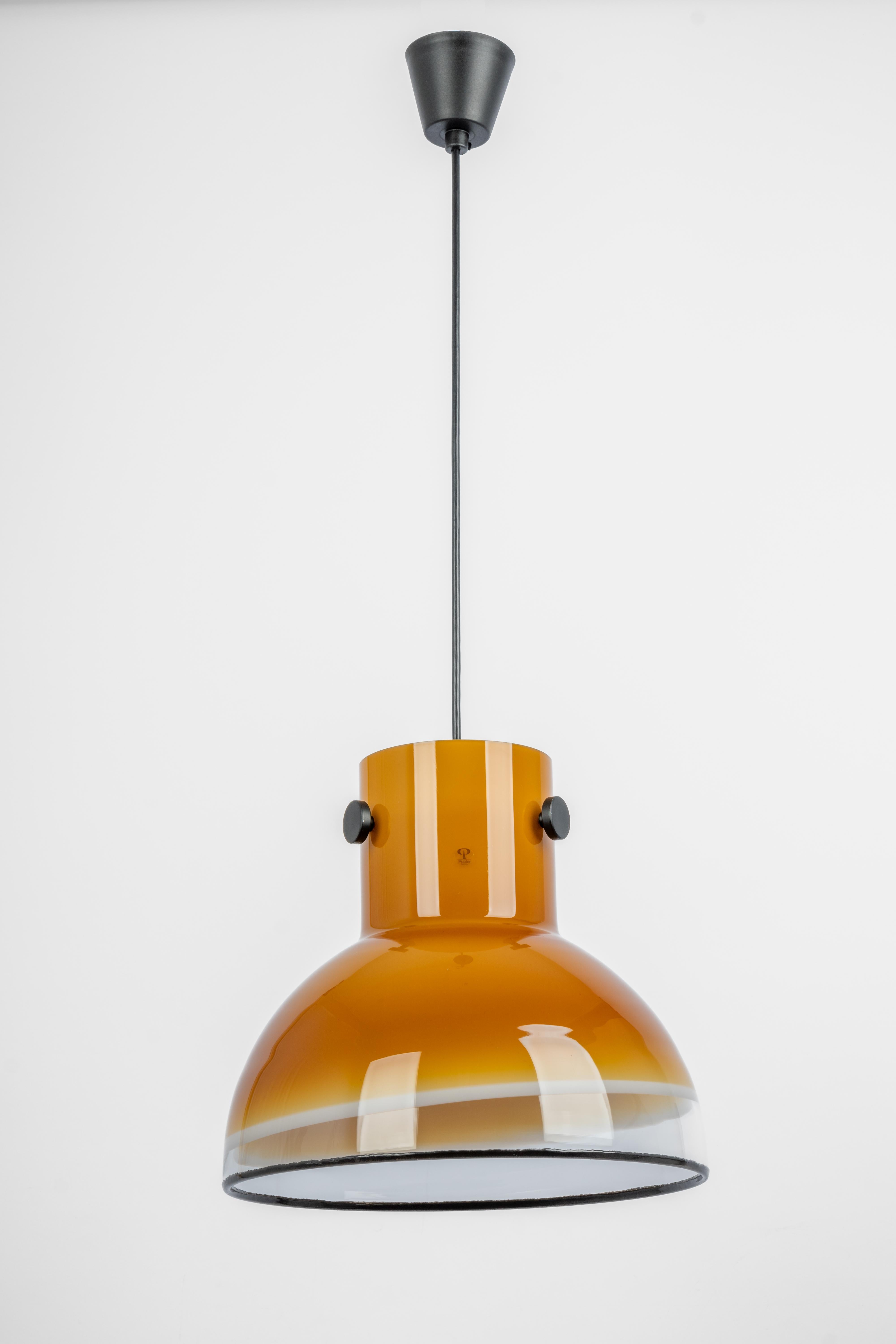 Mid-Century Modern Brown Glass Pendant Light by Peill Putzler, Germany, 1970 For Sale