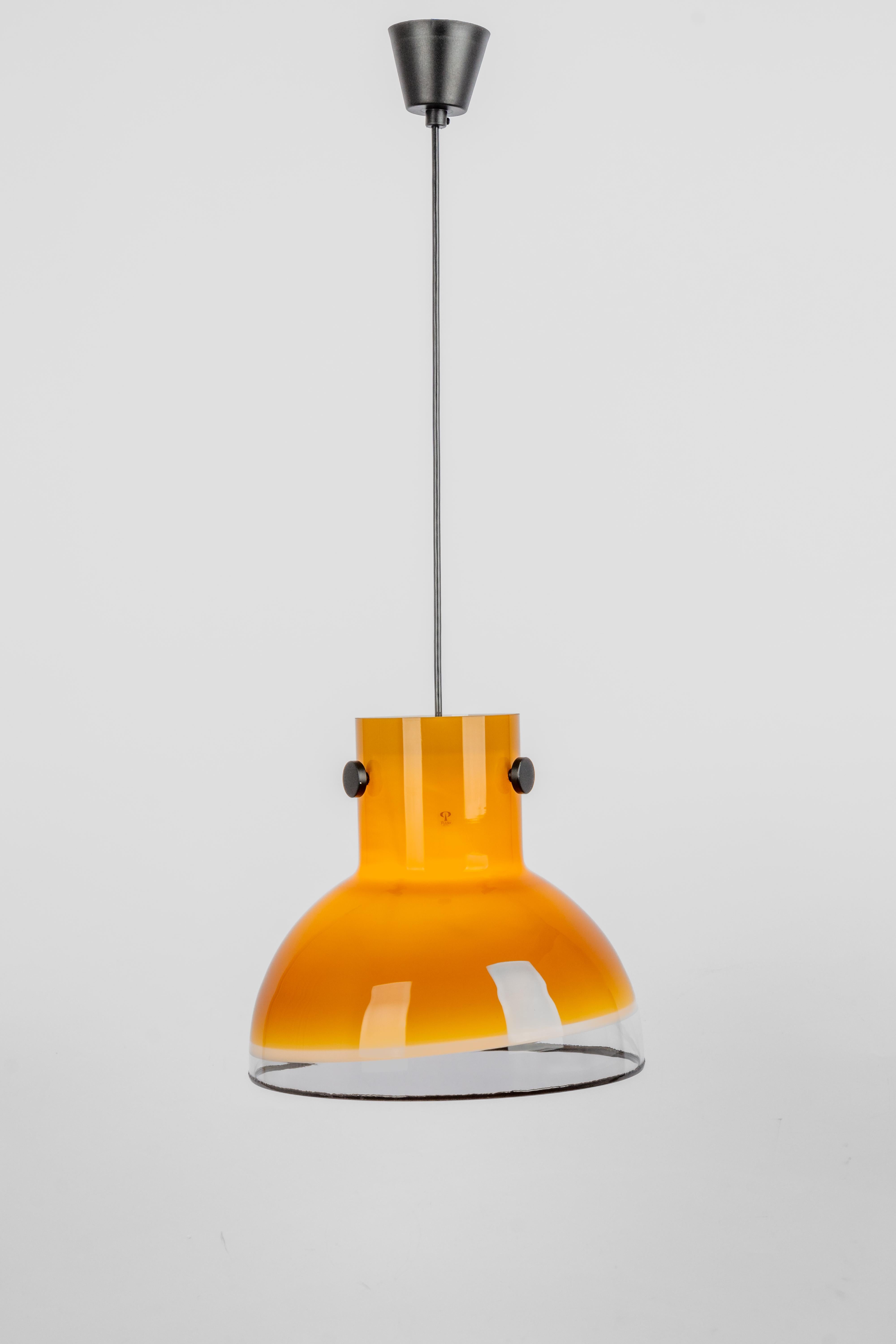 Brown Glass Pendant Light by Peill Putzler, Germany, 1970 For Sale 1