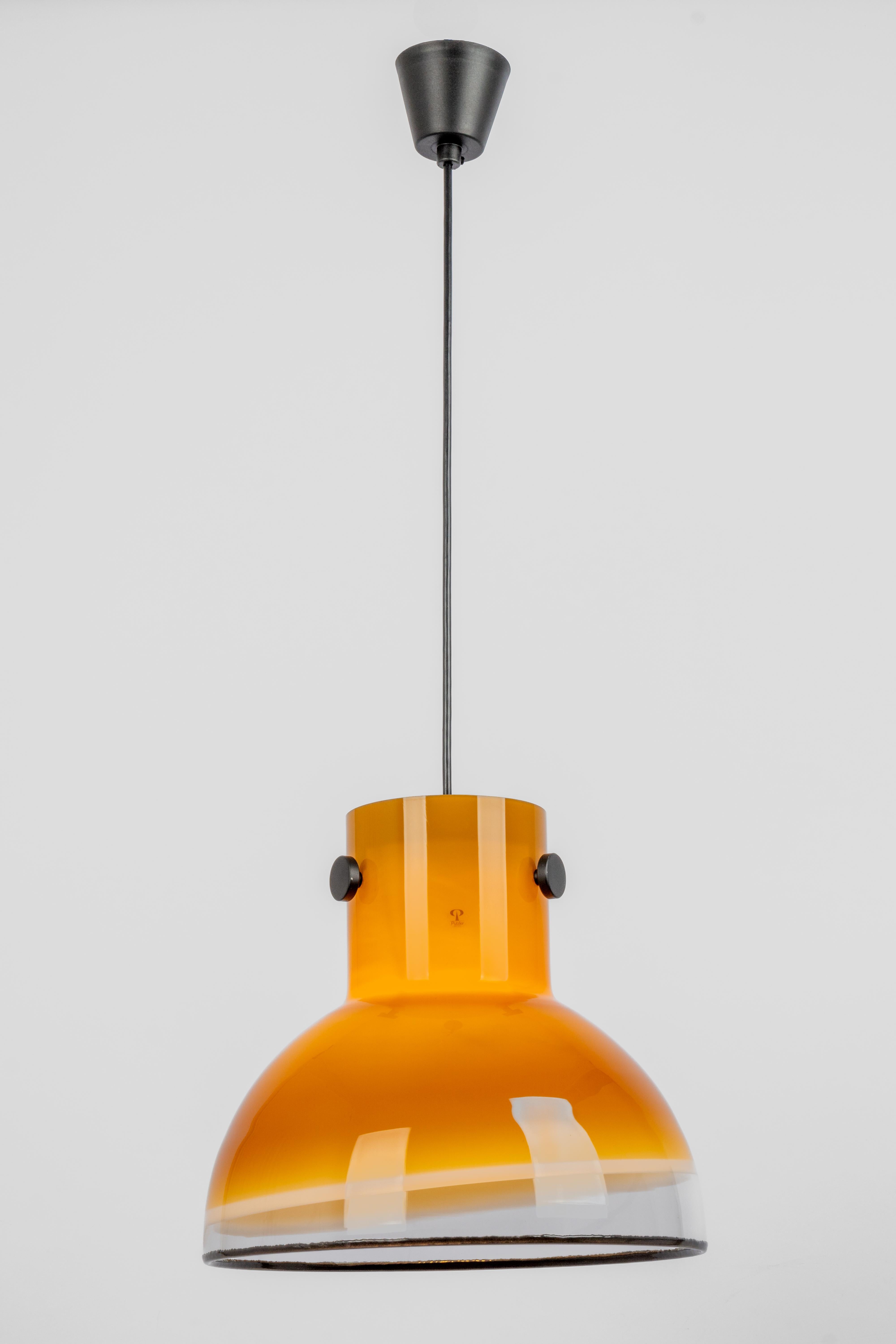 Brown Glass Pendant Light by Peill Putzler, Germany, 1970 For Sale 2