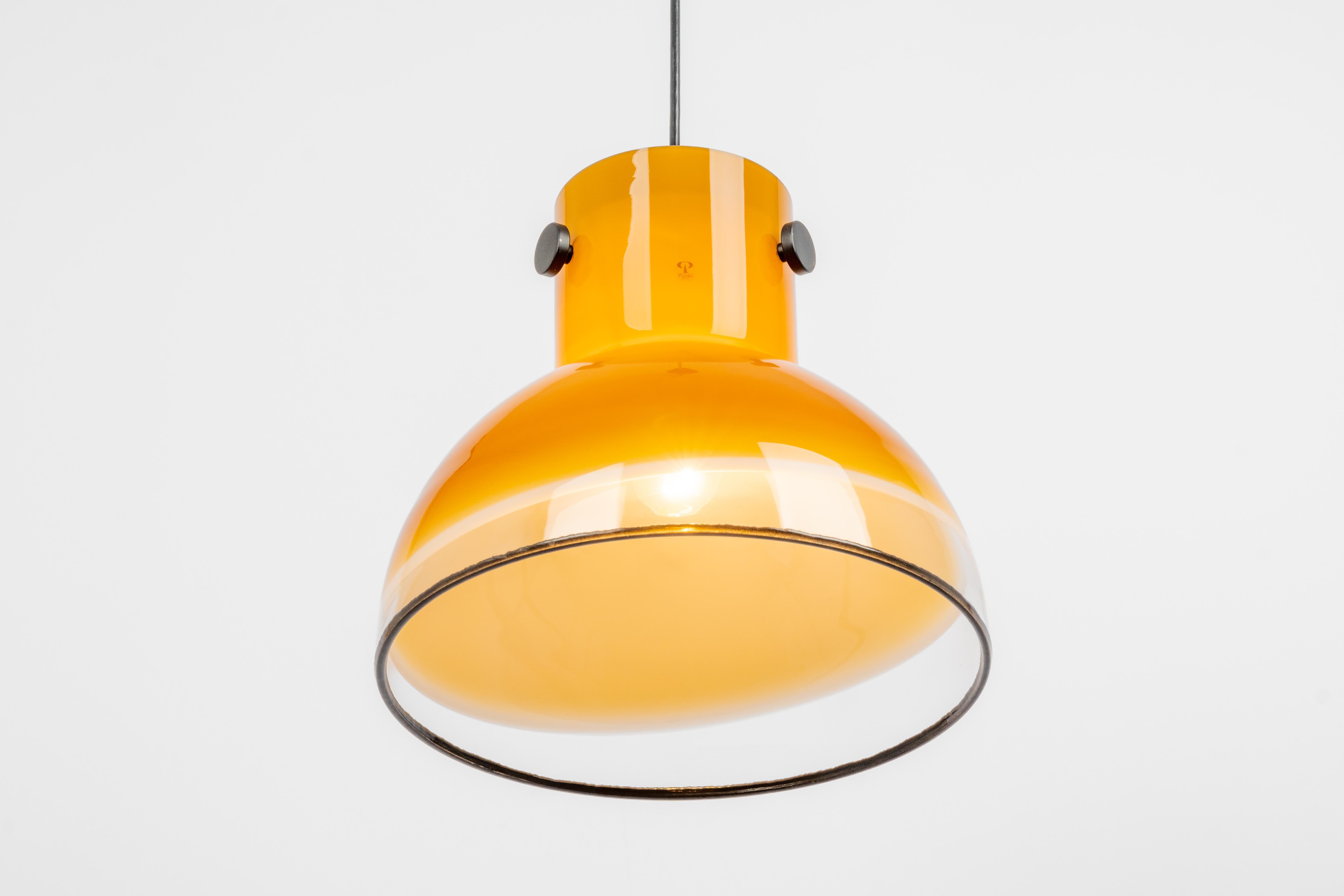 Brown Glass Pendant Light by Peill Putzler, Germany, 1970 For Sale 3