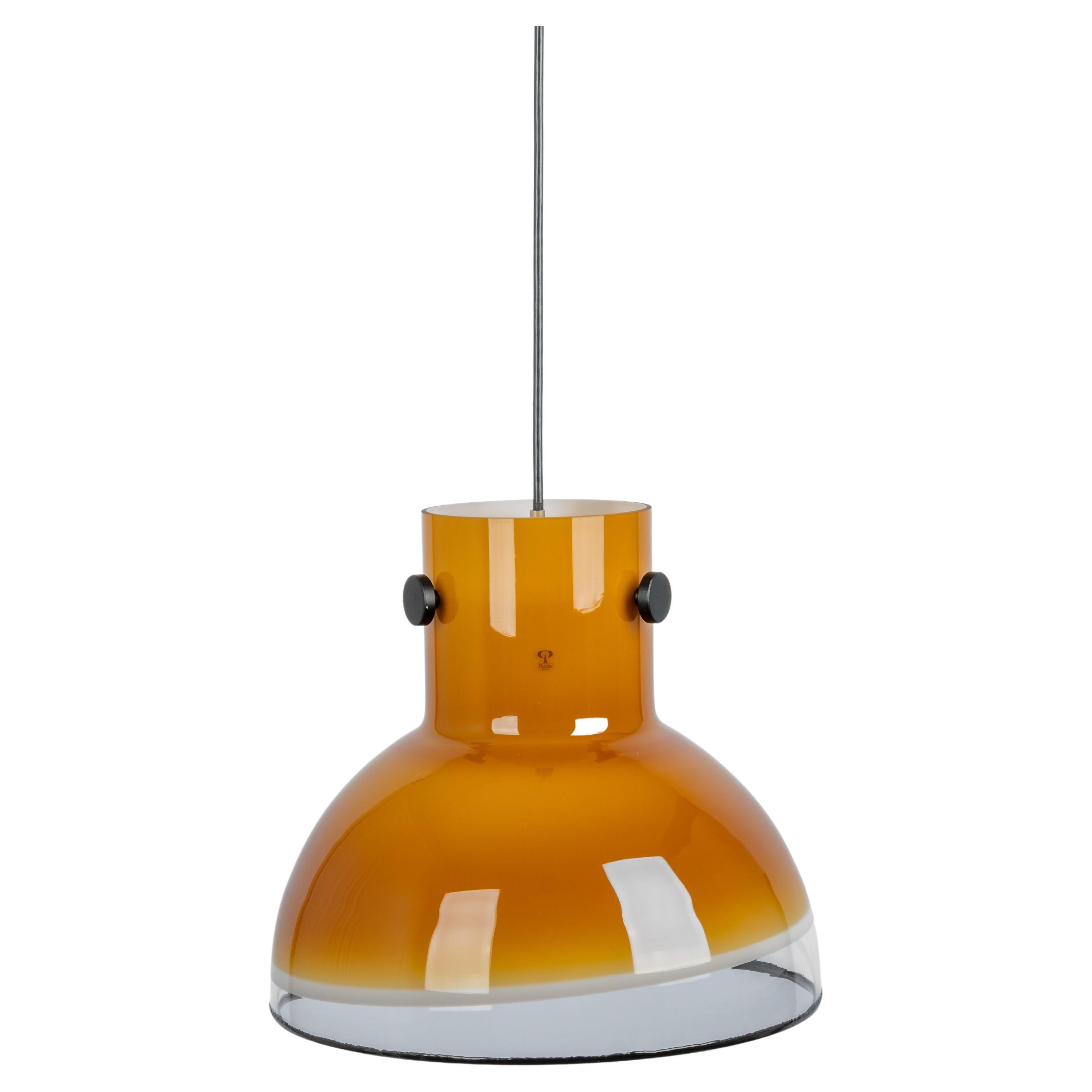 Brown Glass Pendant Light by Peill Putzler, Germany, 1970 For Sale