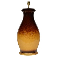 Lampe de table en céramique du 20e siècle à glaçure brune