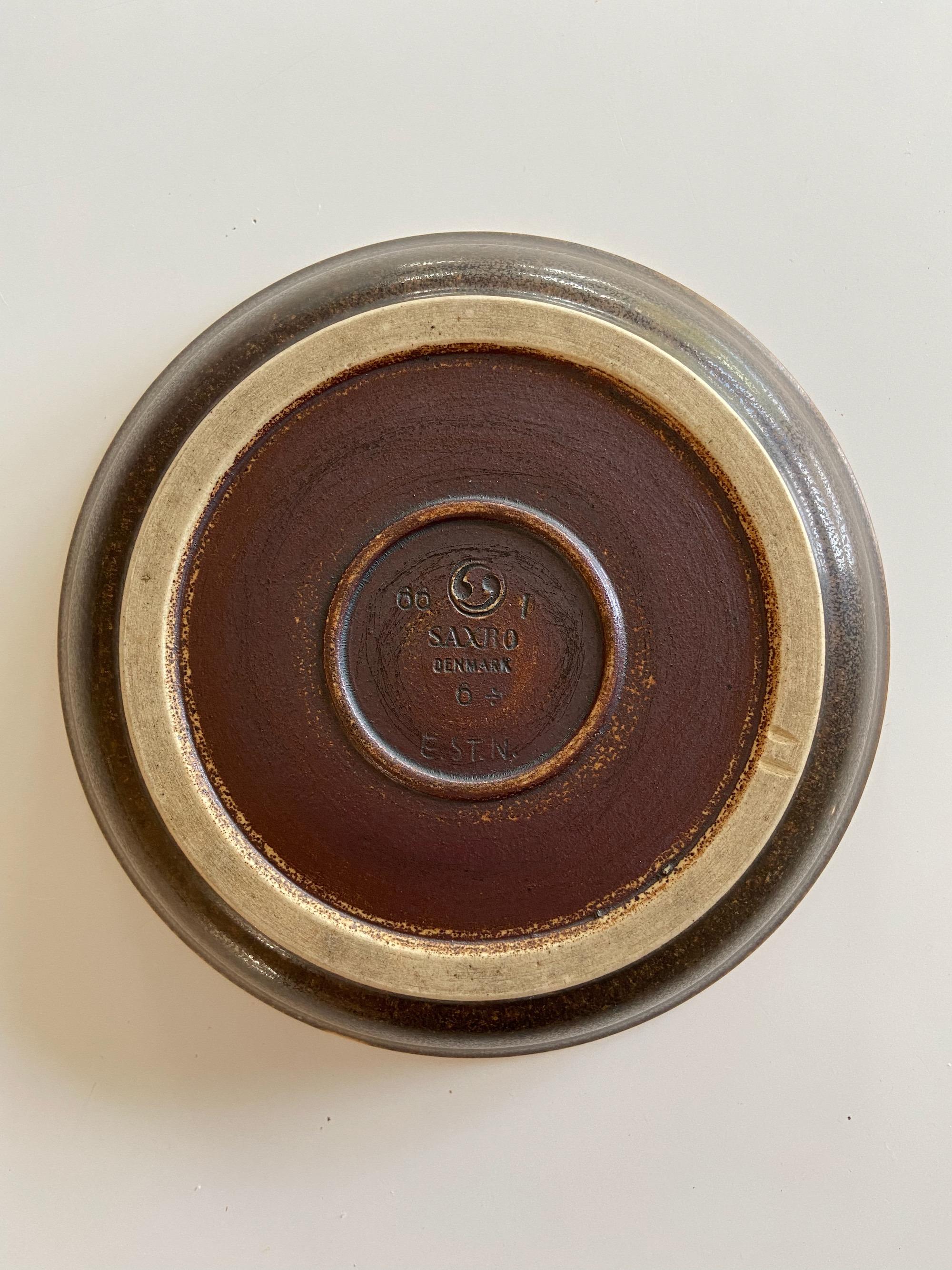 Scandinavian Modern Brown Glaze Model No. 66 Saxbo Ceramic Bowl