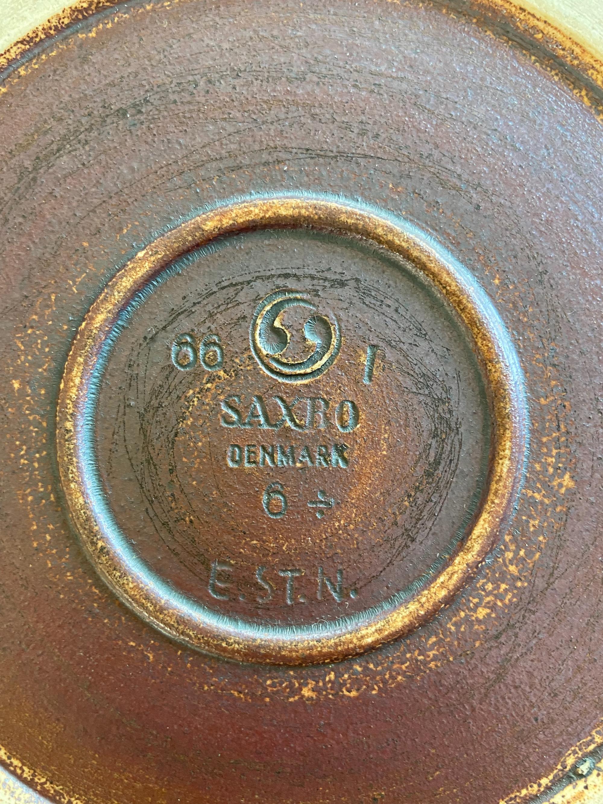 Glazed Brown Glaze Model No. 66 Saxbo Ceramic Bowl