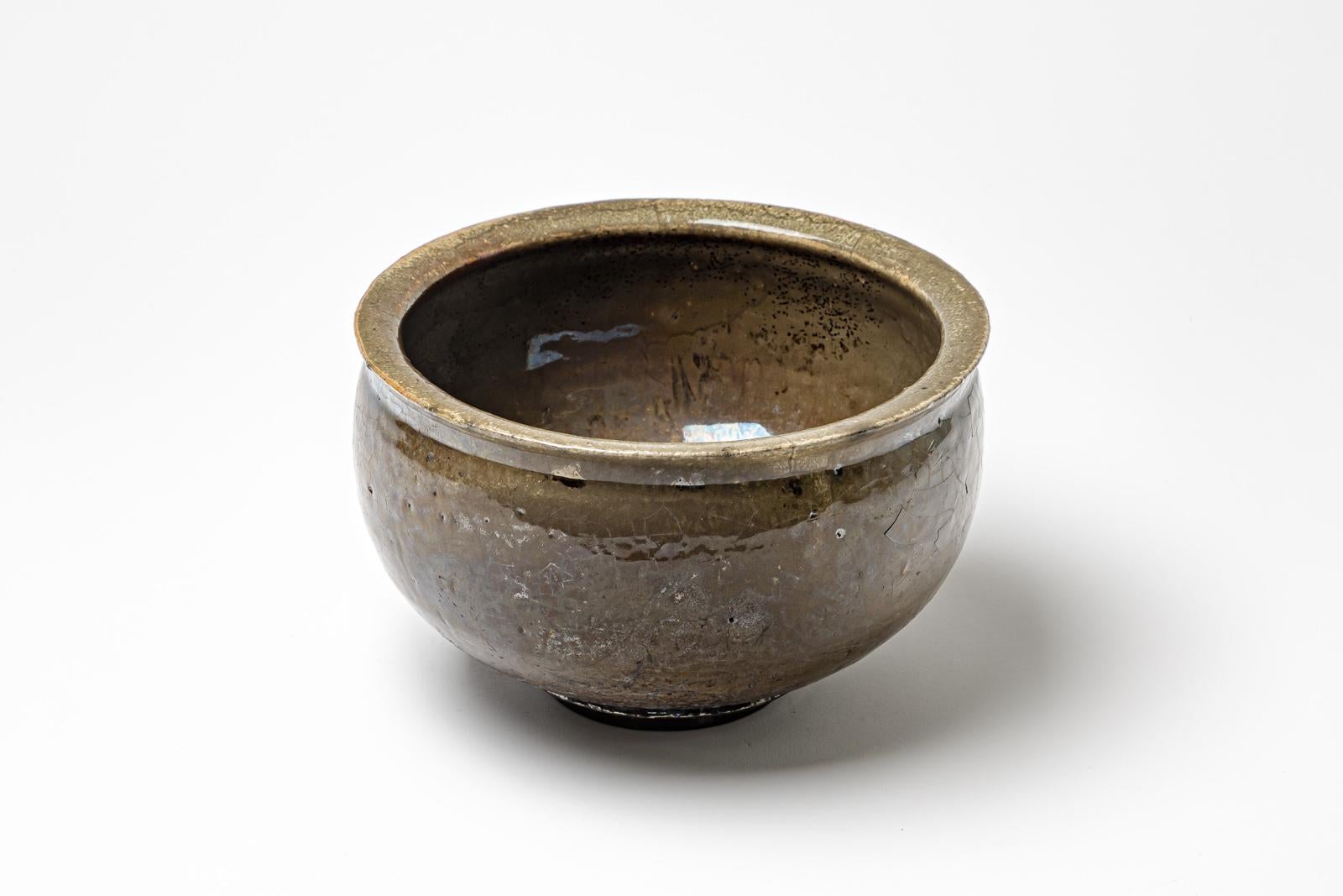 Brown glazed ceramic cup by Gisèle Buthod Garçon, circa 1980-1990 In Excellent Condition For Sale In Saint-Ouen, FR