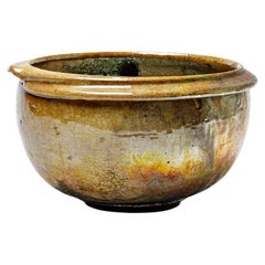 Brown glazed ceramic cup with metallic highlights by Gisèle Buthod Garçon, 1990