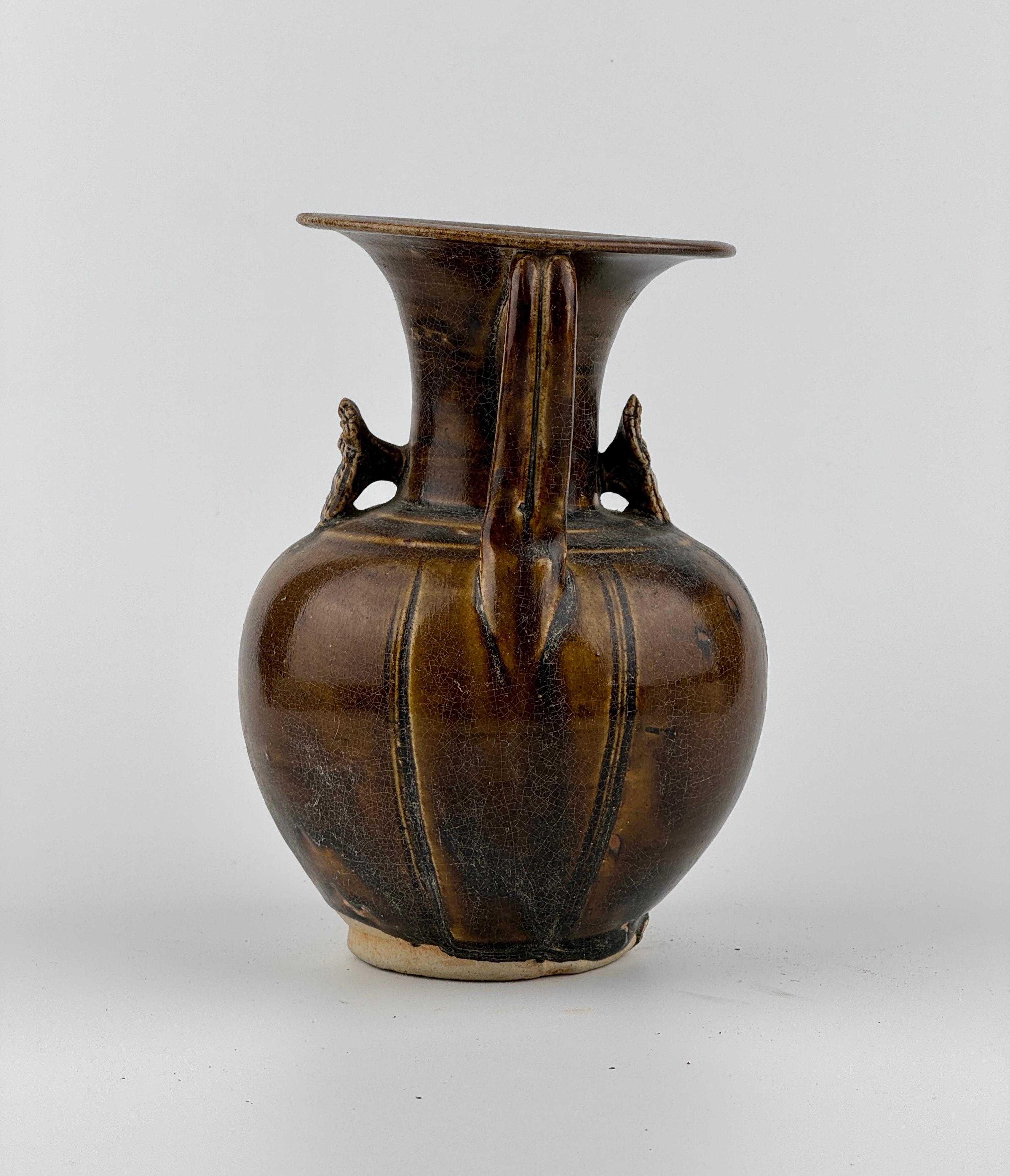 18th Century and Earlier Brown Glazed Ceramic Ewer, Five Dynasties-Song Dynasty For Sale