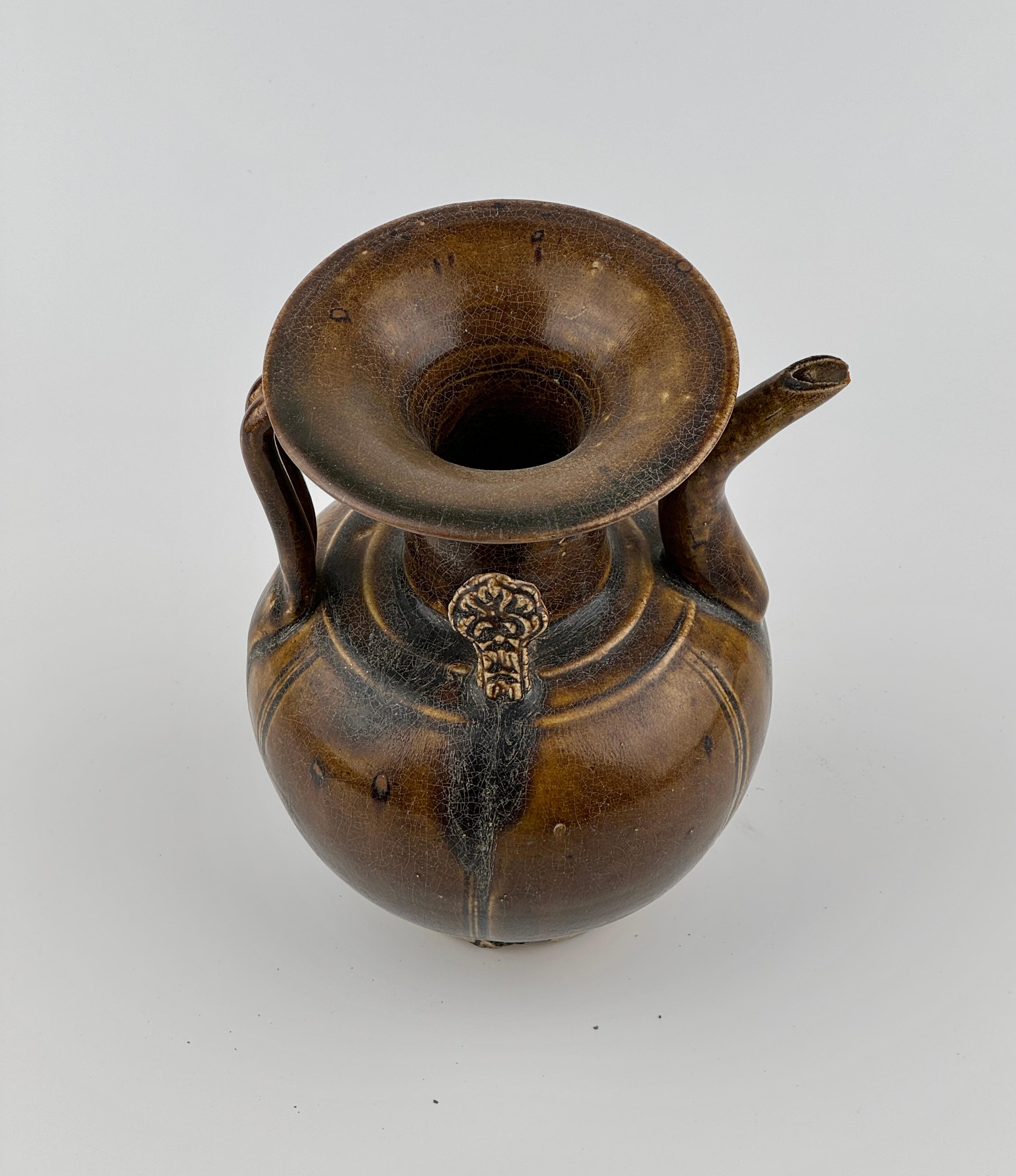 Brown Glazed Ceramic Ewer, Five Dynasties-Song Dynasty For Sale 1