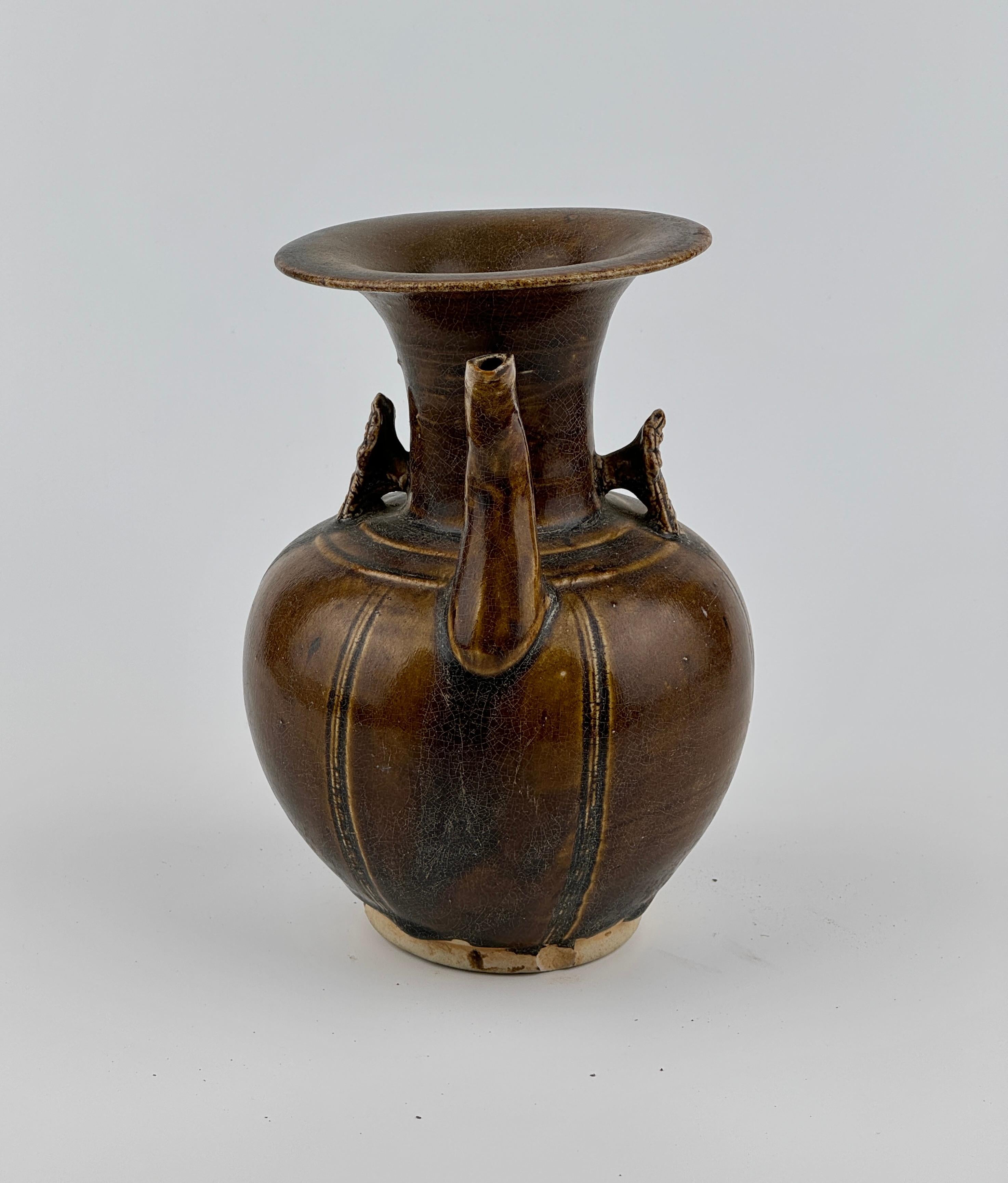 Brown Glazed Ceramic Ewer, Five Dynasties-Song Dynasty For Sale 3