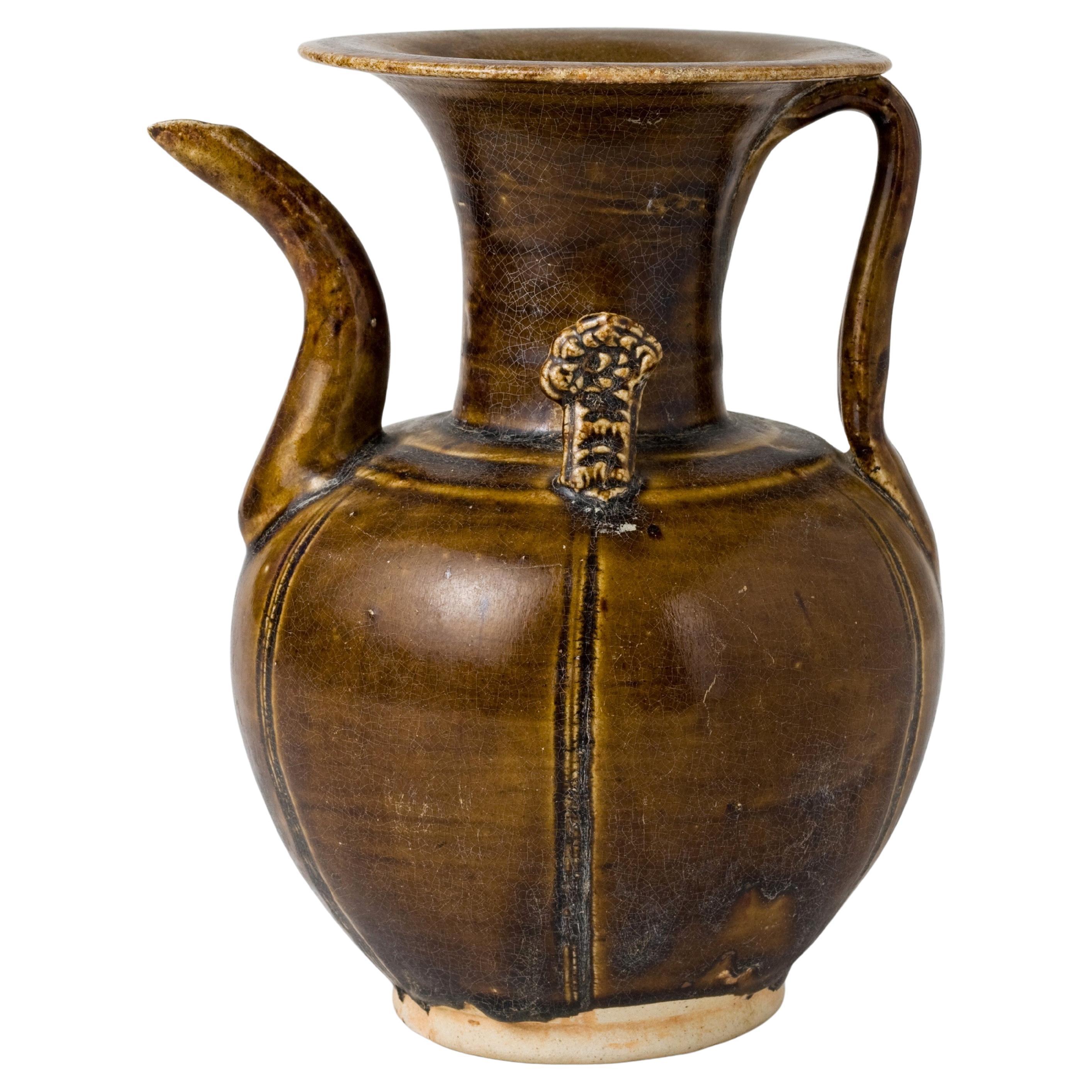 Brown Glazed Ceramic Ewer, Five Dynasties-Song Dynasty