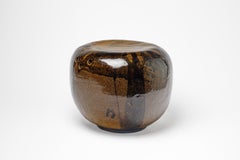 Brown glazed ceramic stool by Marie-Lucie Trinquand, 2025.