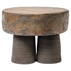 Brown Glazed Ceramic Stool or Coffee Table by Mia Jensen, 2023