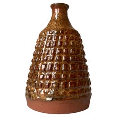 Brown Glazed Ceramic Studded Decor Vase, 1960s