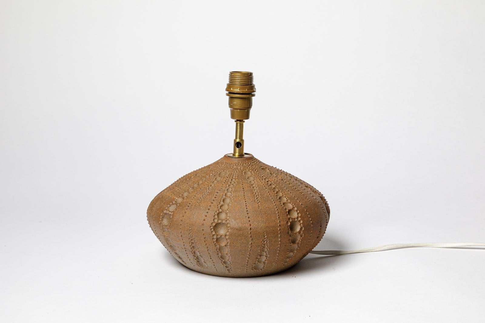 Beaux Arts Brown glazed ceramic table lamp by Aurélie Proudom. For Sale