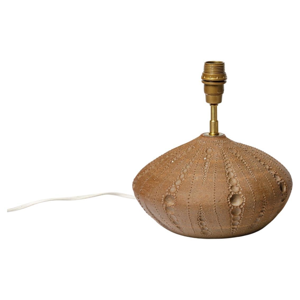 Brown glazed ceramic table lamp by Aurélie Proudom. For Sale