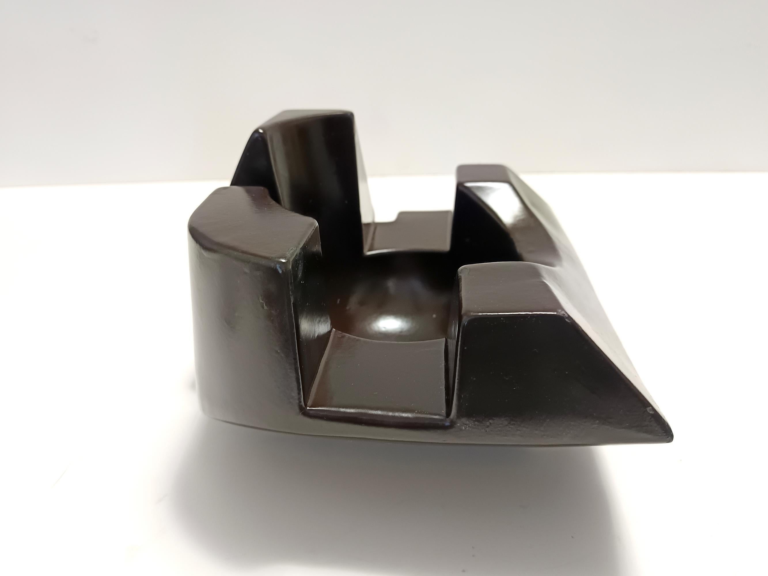 Ciotola o scultura in ceramica smaltata marrone, Italia in vendita 2