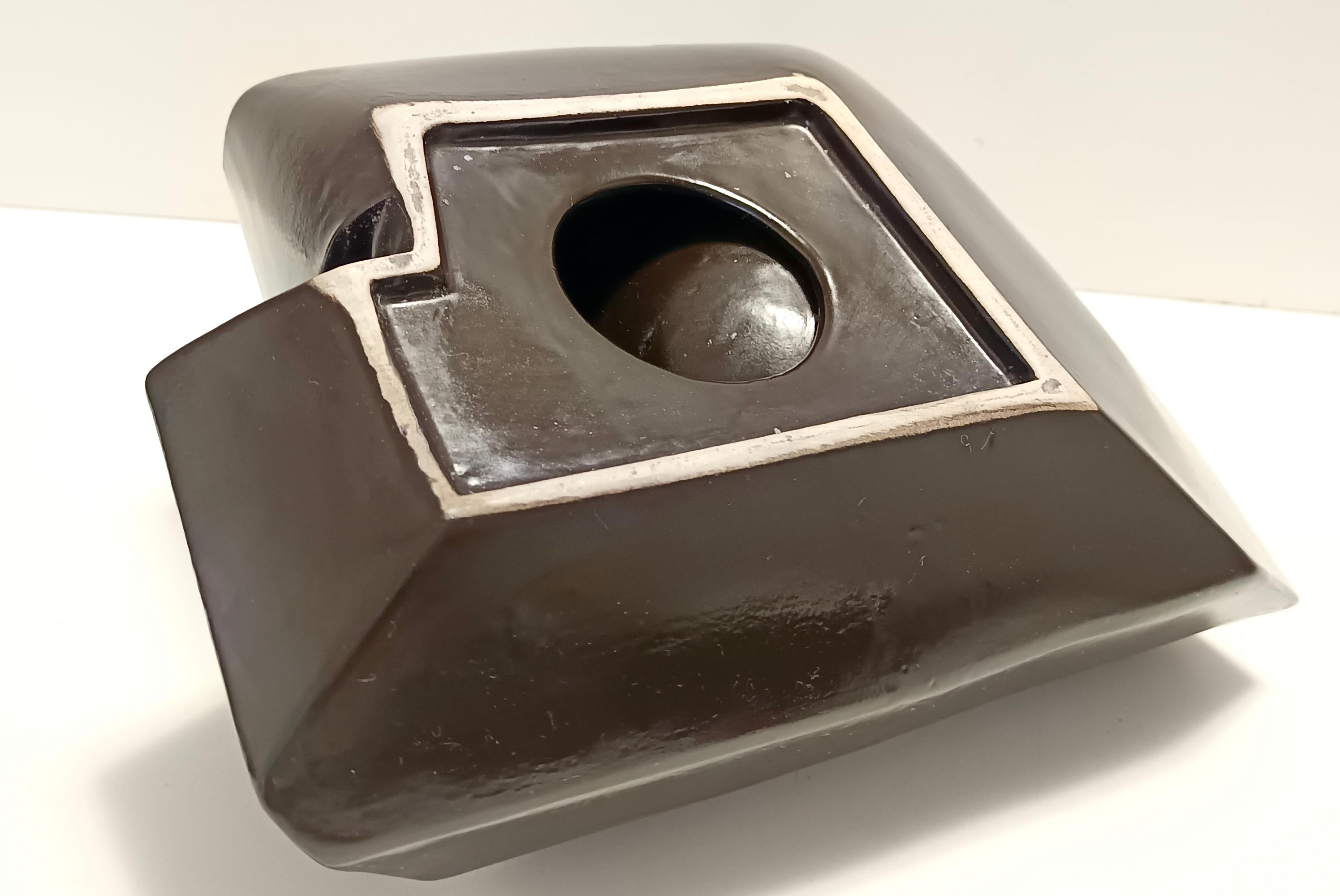Ciotola o scultura in ceramica smaltata marrone, Italia in vendita 7