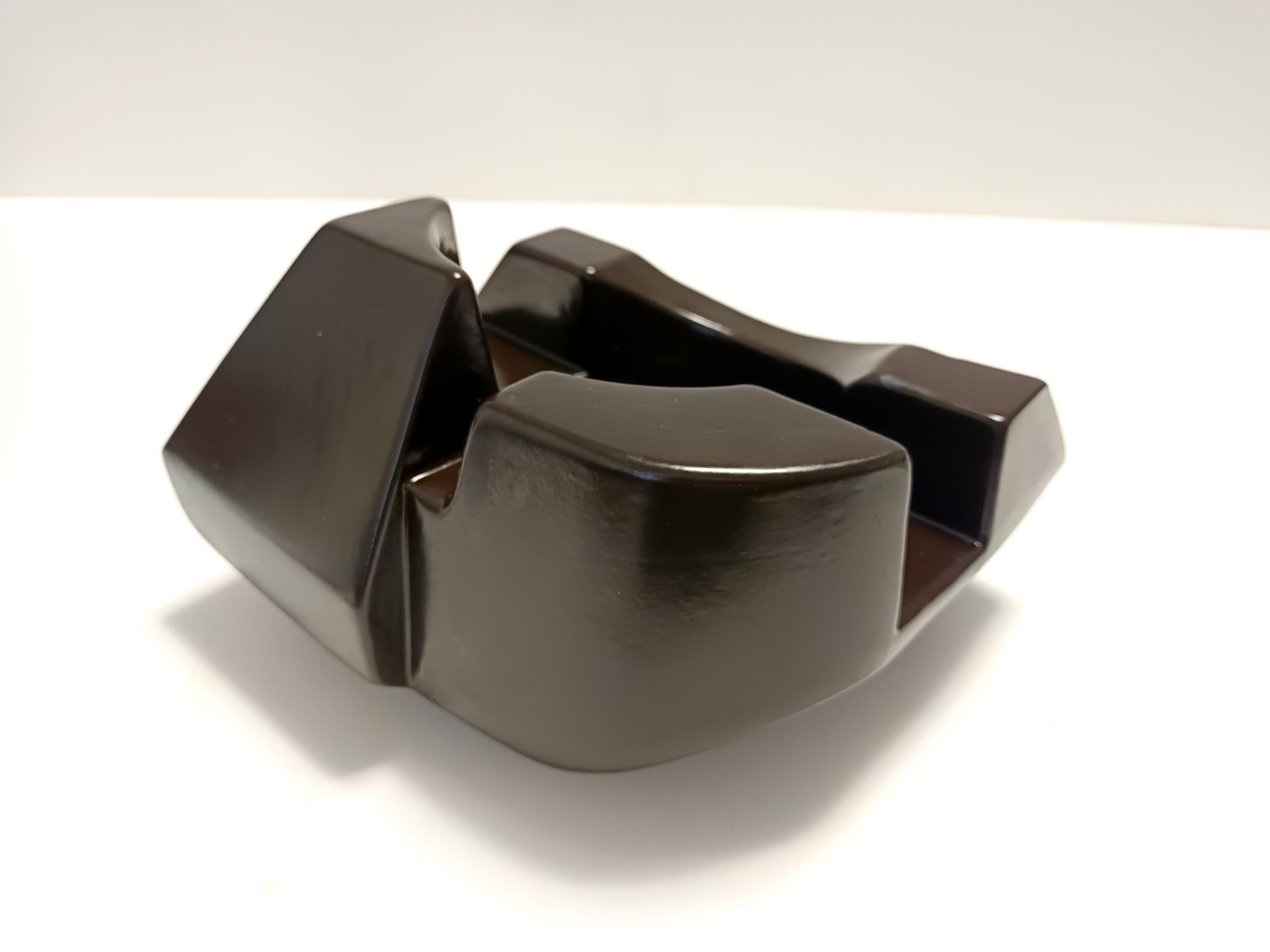 Ciotola o scultura in ceramica smaltata marrone, Italia in vendita 1
