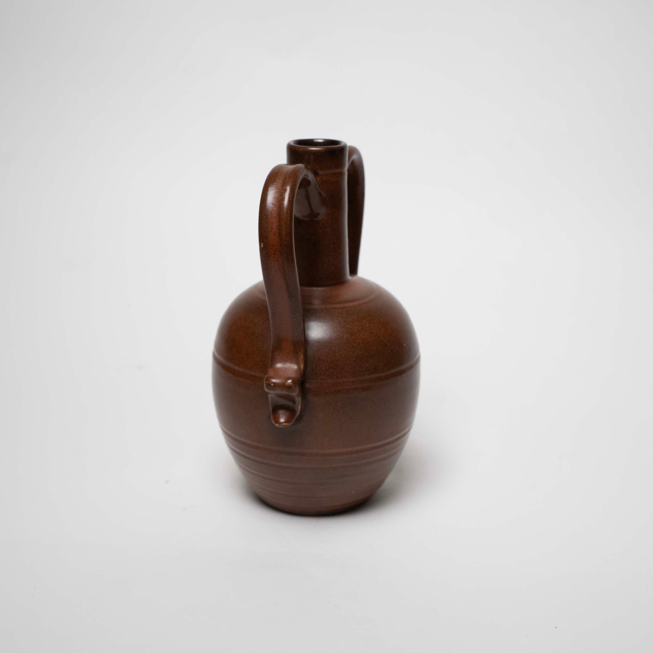 Brown Glazed Ceramic Vase by Eva Jancke Björk for Upsala Ekeby, Sweden, c. 1940 For Sale 2