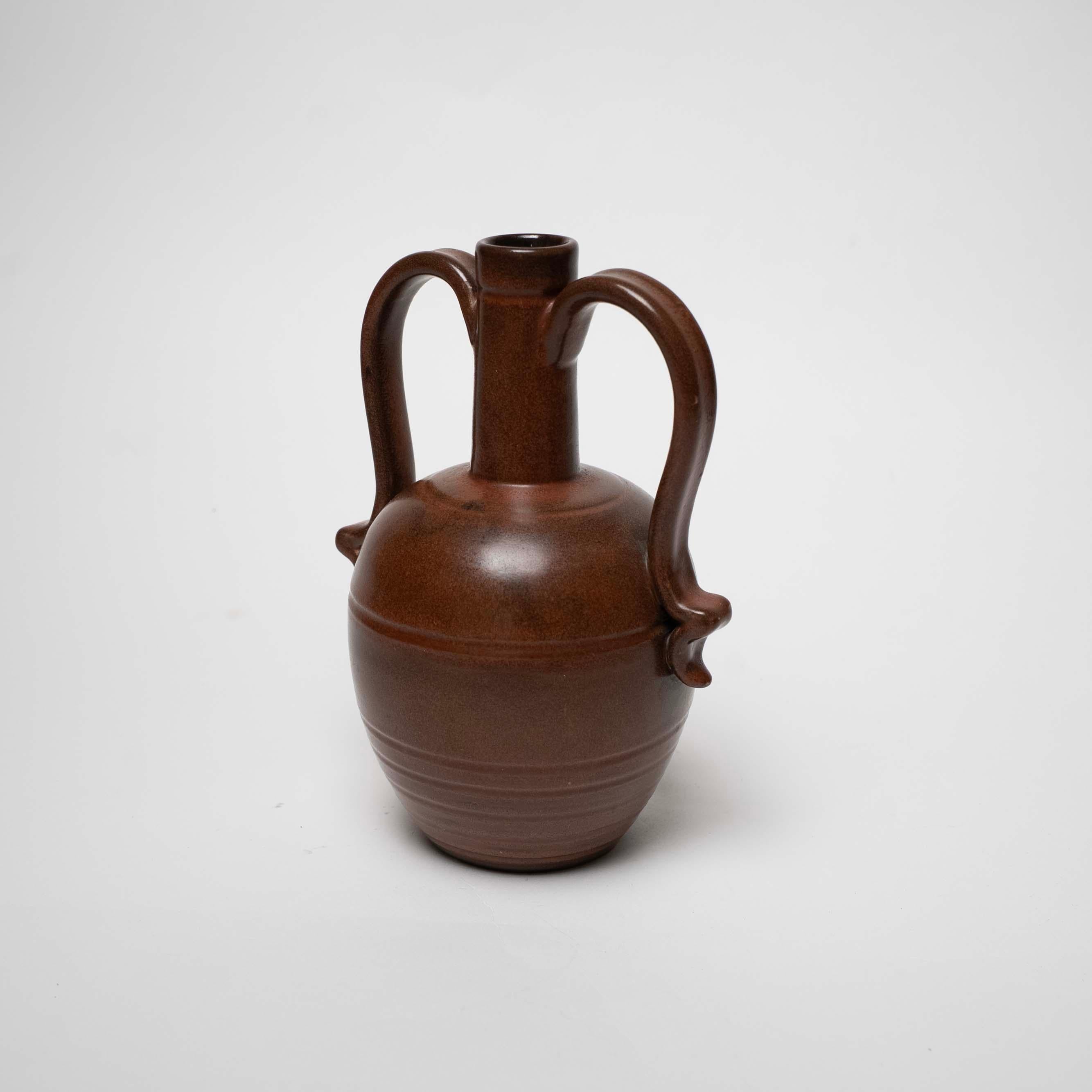 Brown Glazed Ceramic Vase by Eva Jancke Björk for Upsala Ekeby, Sweden, c. 1940 For Sale 3