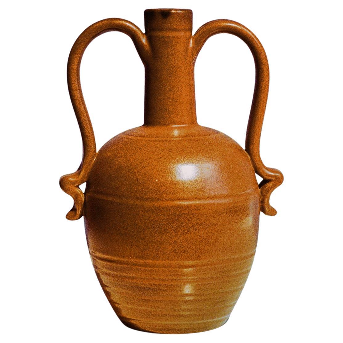 Brown Glazed Ceramic Vase by Eva Jancke Björk for Upsala Ekeby, Sweden, c. 1940